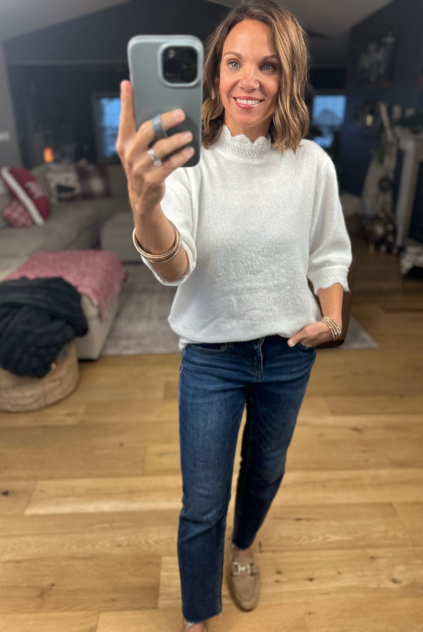 Close To Heaven Scalloped Knit Top-Sweaters-Vine & Love-Anna Kaytes Boutique, Women's Fashion Boutique in Grinnell, Iowa