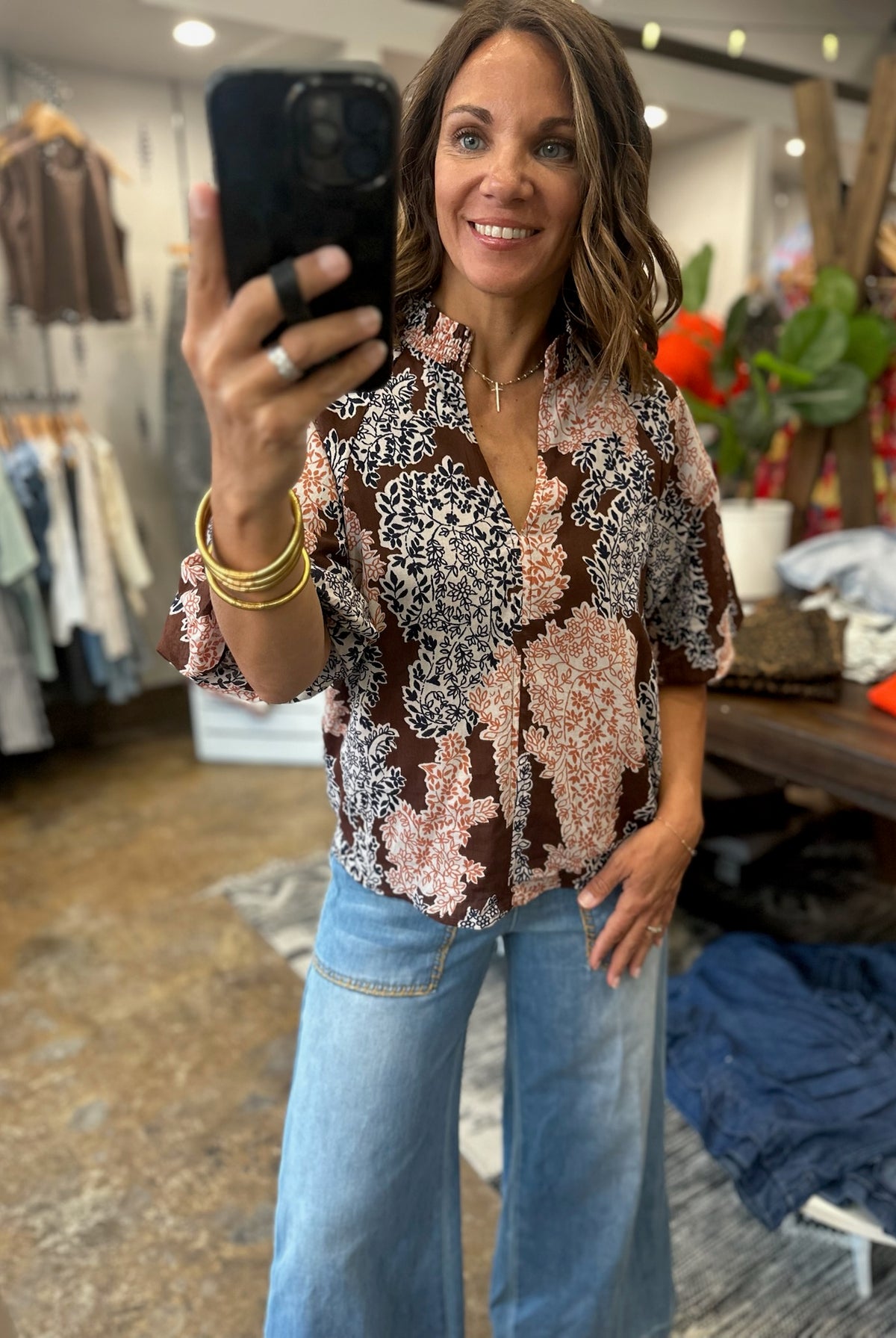 Colors Changing Floral Top-Short Sleeves-THML-Anna Kaytes Boutique, Women's Fashion Boutique in Grinnell, Iowa