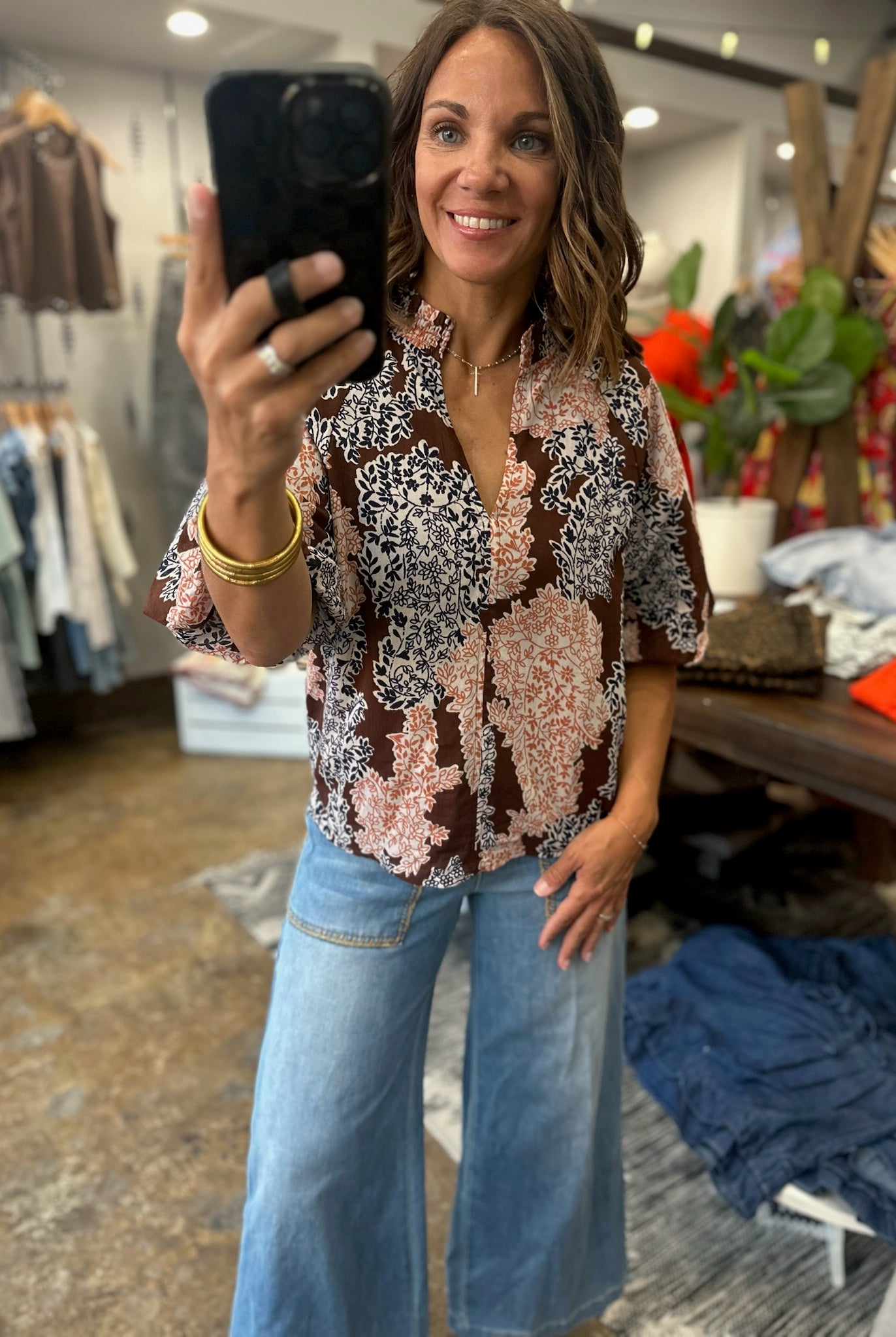 Colors Changing Floral Top-Short Sleeves-THML-Anna Kaytes Boutique, Women's Fashion Boutique in Grinnell, Iowa