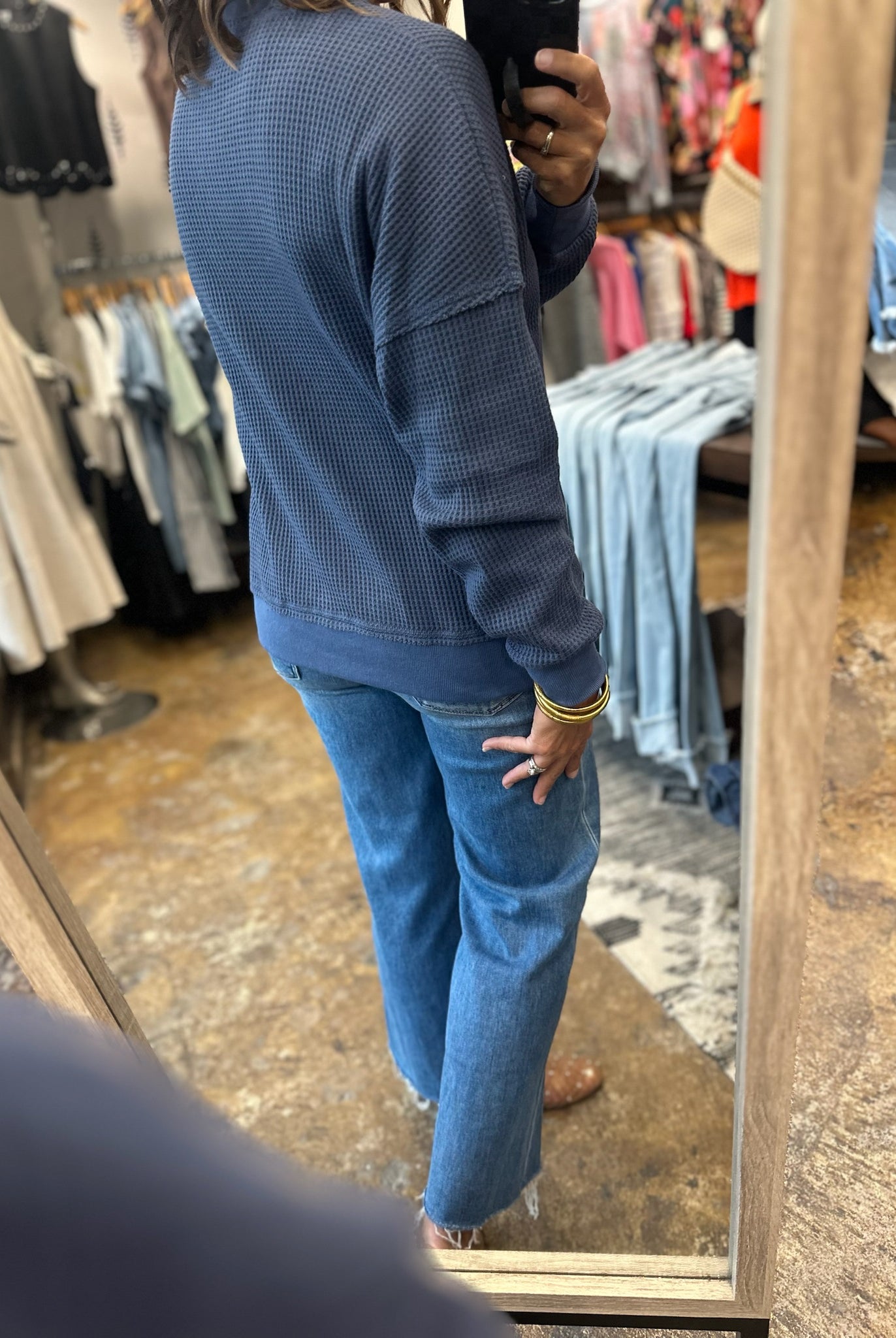 In A Fall State Waffle Long-Sleeve-Long Sleeves-Staccato-Anna Kaytes Boutique, Women's Fashion Boutique in Grinnell, Iowa