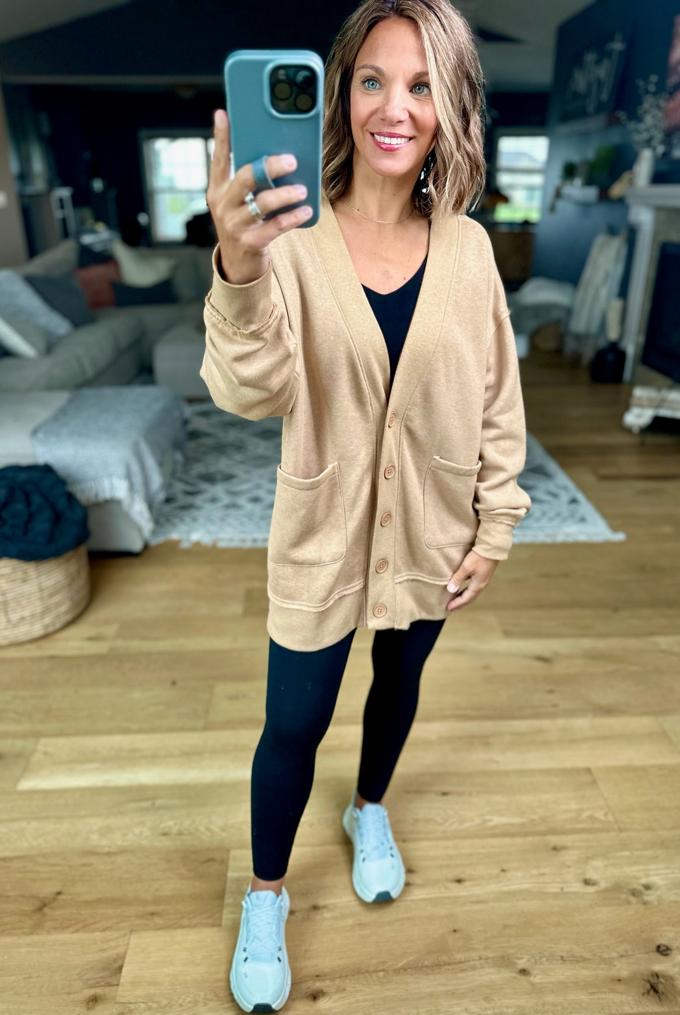 Heading Out Sweatshirt Cardigan-Mono B-Anna Kaytes Boutique, Women's Fashion Boutique in Grinnell, Iowa