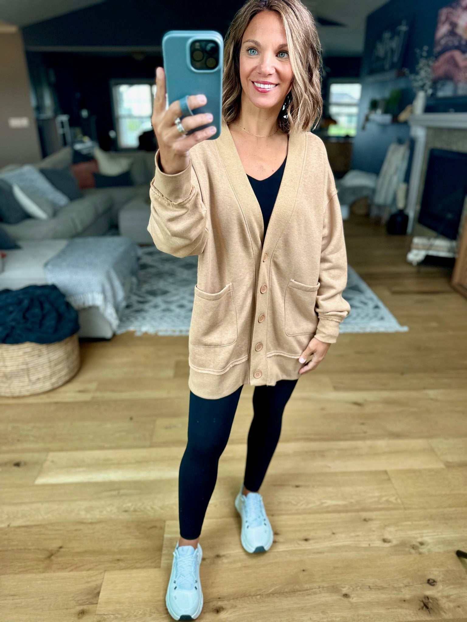 Heading Out Sweatshirt Cardigan-Mono B-Anna Kaytes Boutique, Women's Fashion Boutique in Grinnell, Iowa