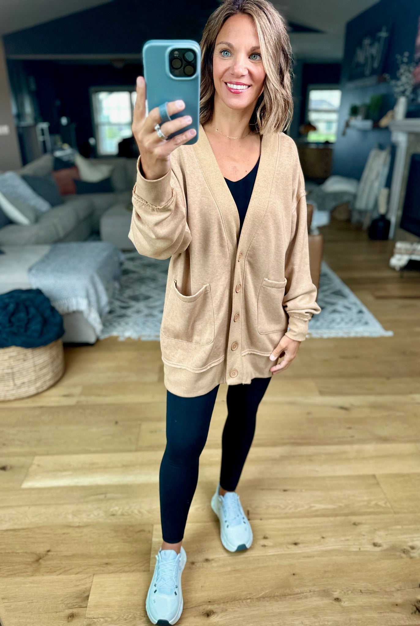 Heading Out Sweatshirt Cardigan-Mono B-Anna Kaytes Boutique, Women's Fashion Boutique in Grinnell, Iowa