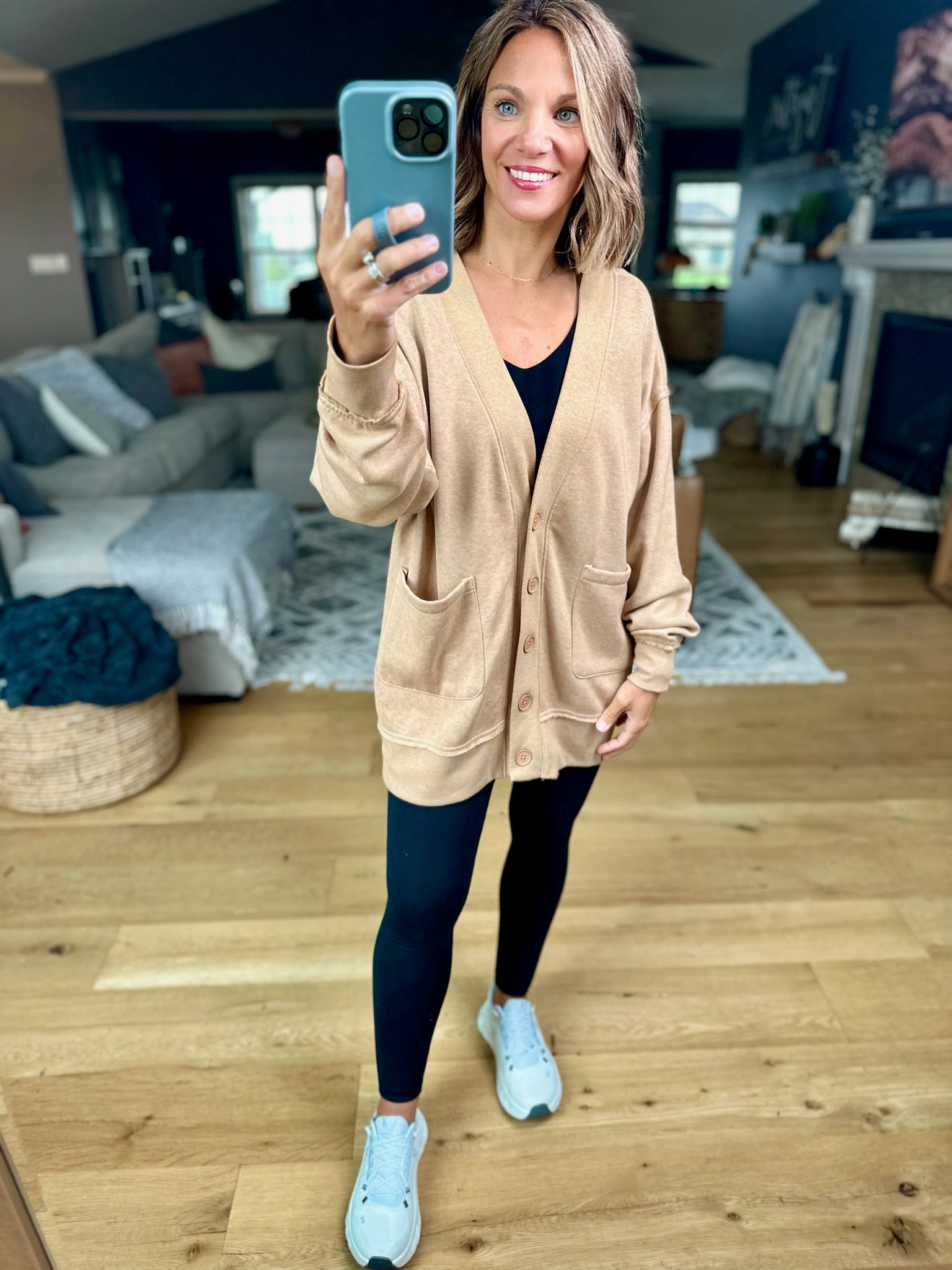 Heading Out Sweatshirt Cardigan-Mono B-Anna Kaytes Boutique, Women's Fashion Boutique in Grinnell, Iowa