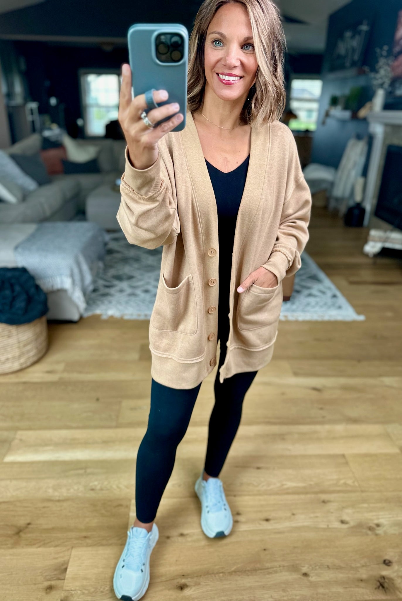 Heading Out Sweatshirt Cardigan-Mono B-Anna Kaytes Boutique, Women's Fashion Boutique in Grinnell, Iowa