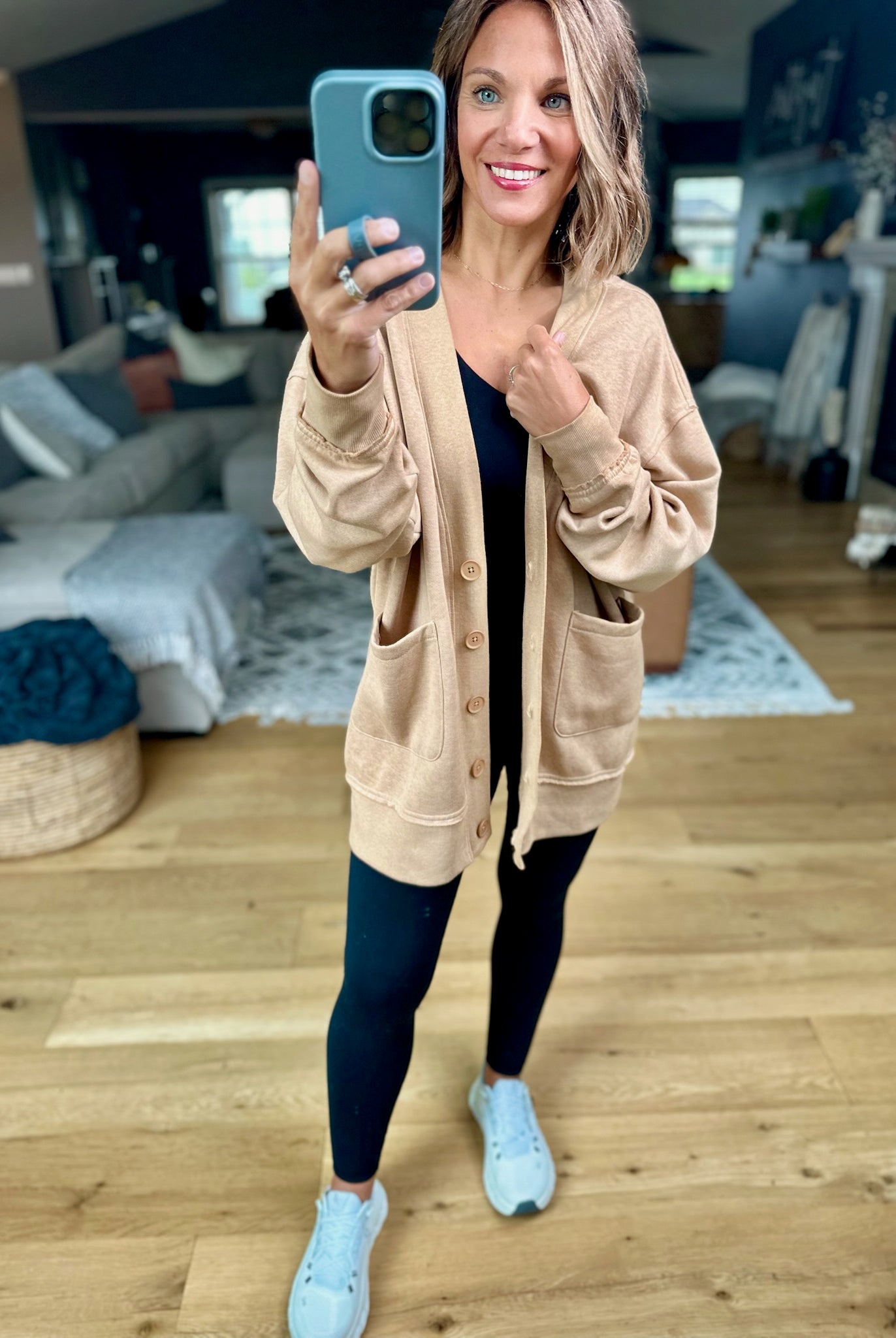 Heading Out Sweatshirt Cardigan-Mono B-Anna Kaytes Boutique, Women's Fashion Boutique in Grinnell, Iowa