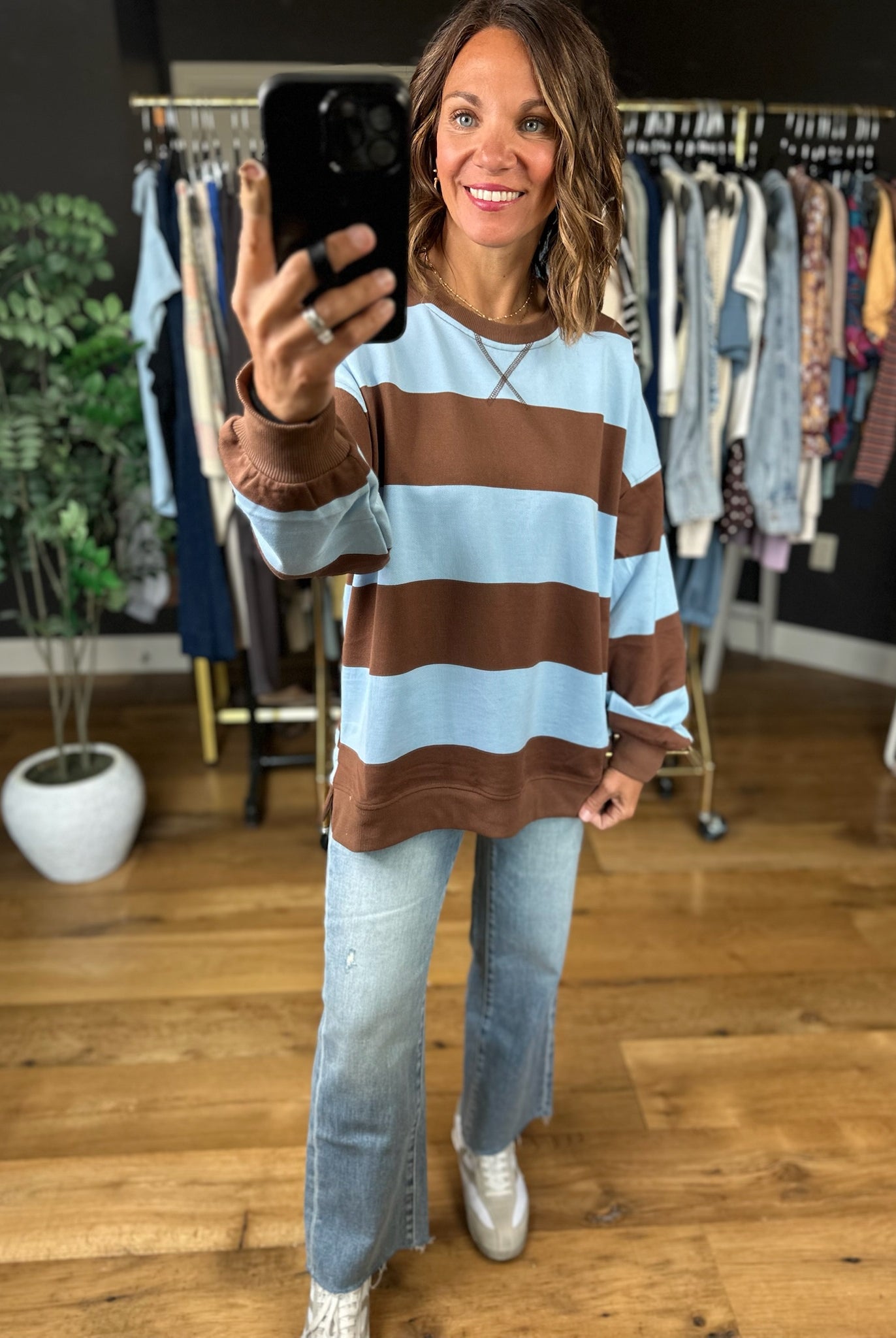 **PRE-ORDER**My Hero Oversized Wide Stripe Crewneck - Multiple colors**ETA 9/17-Sweaters-JOA-Anna Kaytes Boutique, Women's Fashion Boutique in Grinnell, Iowa