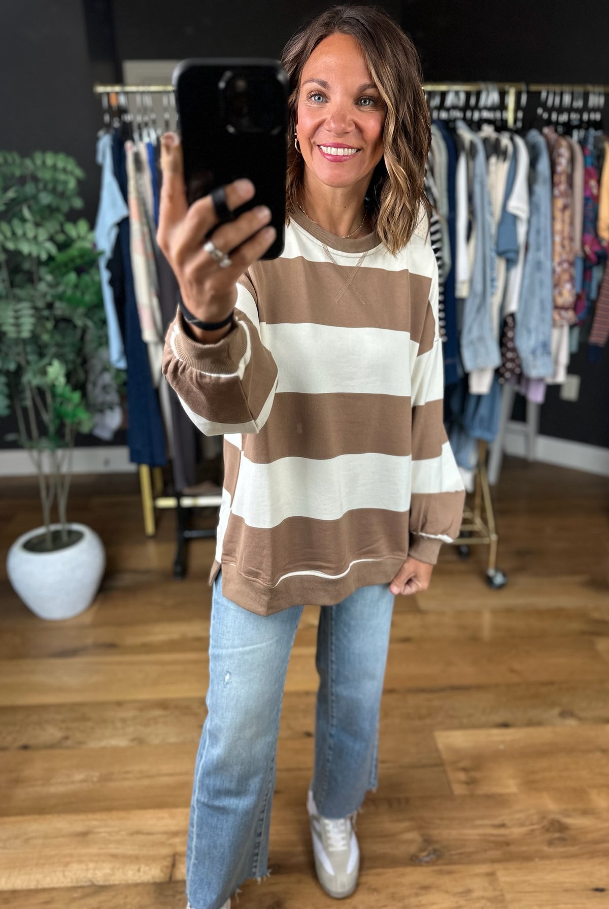 **PRE-ORDER**My Hero Oversized Wide Stripe Crewneck - Multiple colors**ETA 9/17-Sweaters-JOA-Anna Kaytes Boutique, Women's Fashion Boutique in Grinnell, Iowa