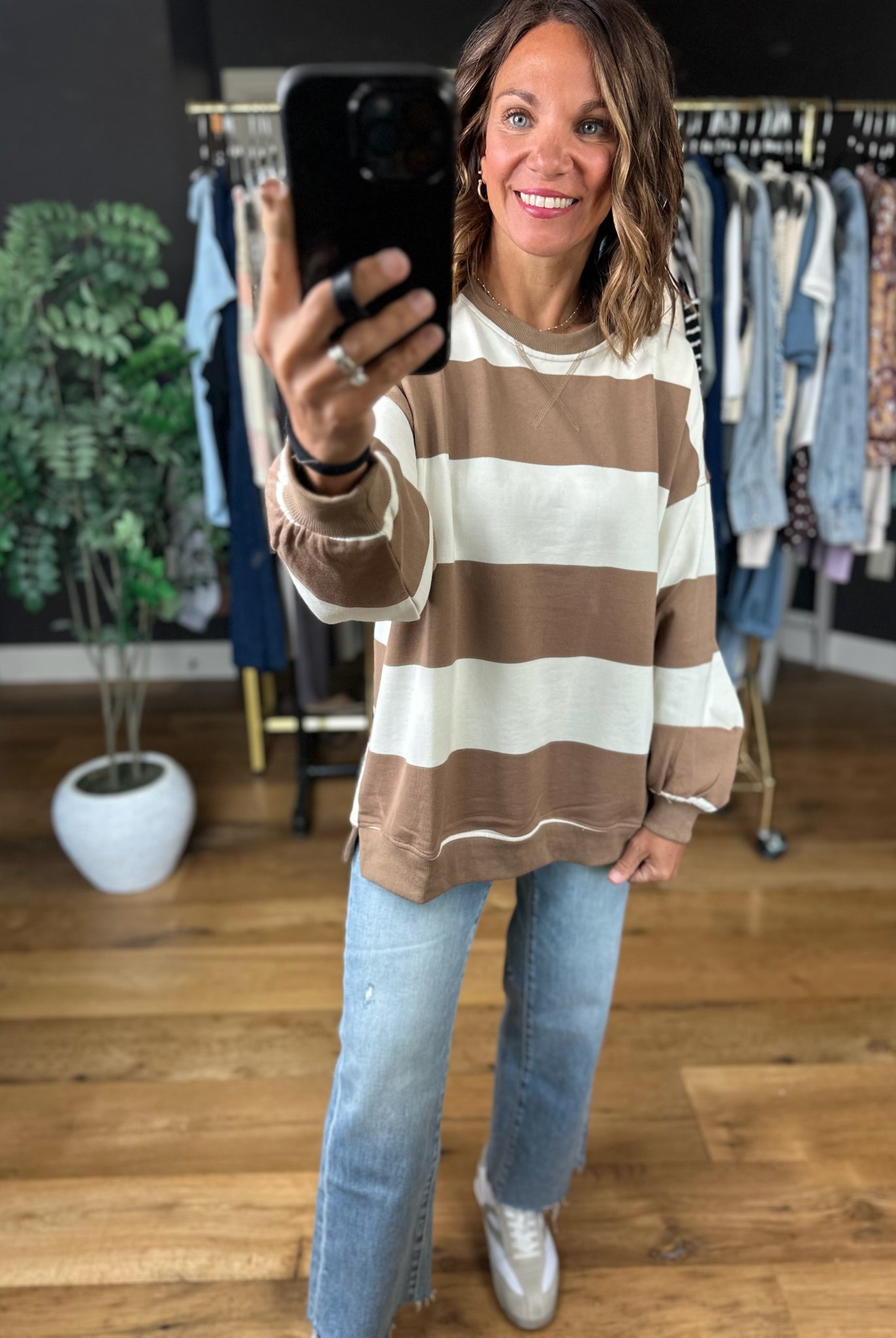 **PRE-ORDER**My Hero Oversized Wide Stripe Crewneck - Multiple colors**ETA 9/17-Sweaters-JOA-Anna Kaytes Boutique, Women's Fashion Boutique in Grinnell, Iowa
