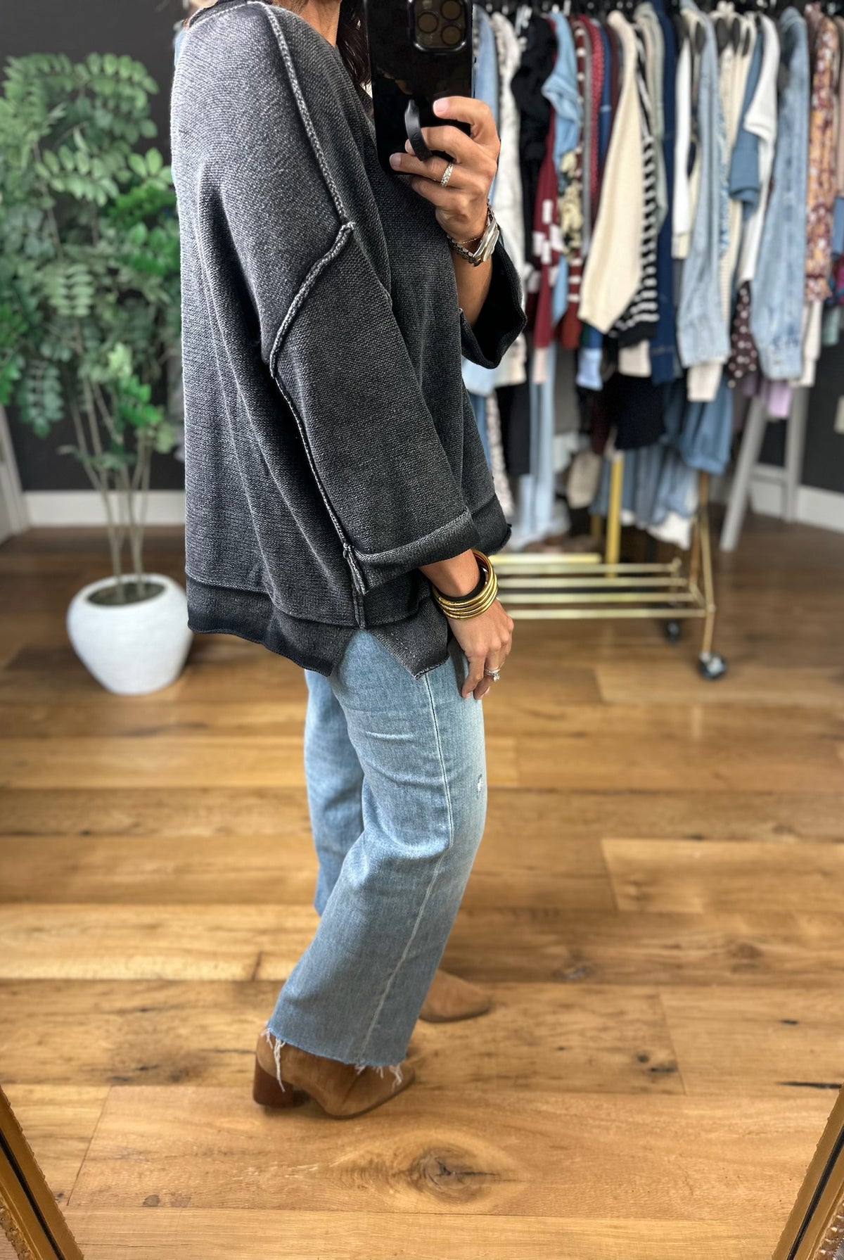 By Midnight Raw Hem Dolman Sweater-Sweaters-Blu Pepper-Anna Kaytes Boutique, Women's Fashion Boutique in Grinnell, Iowa