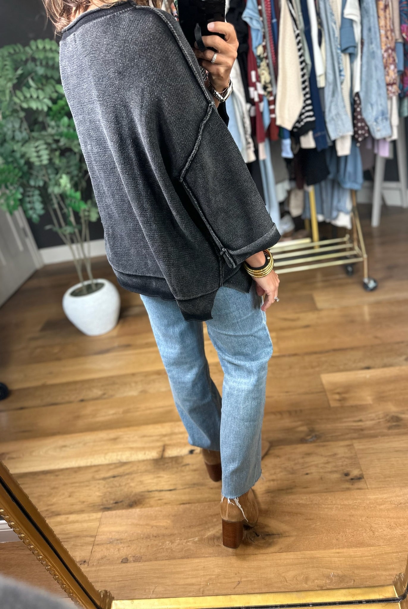 By Midnight Raw Hem Dolman Sweater-Sweaters-Blu Pepper-Anna Kaytes Boutique, Women's Fashion Boutique in Grinnell, Iowa