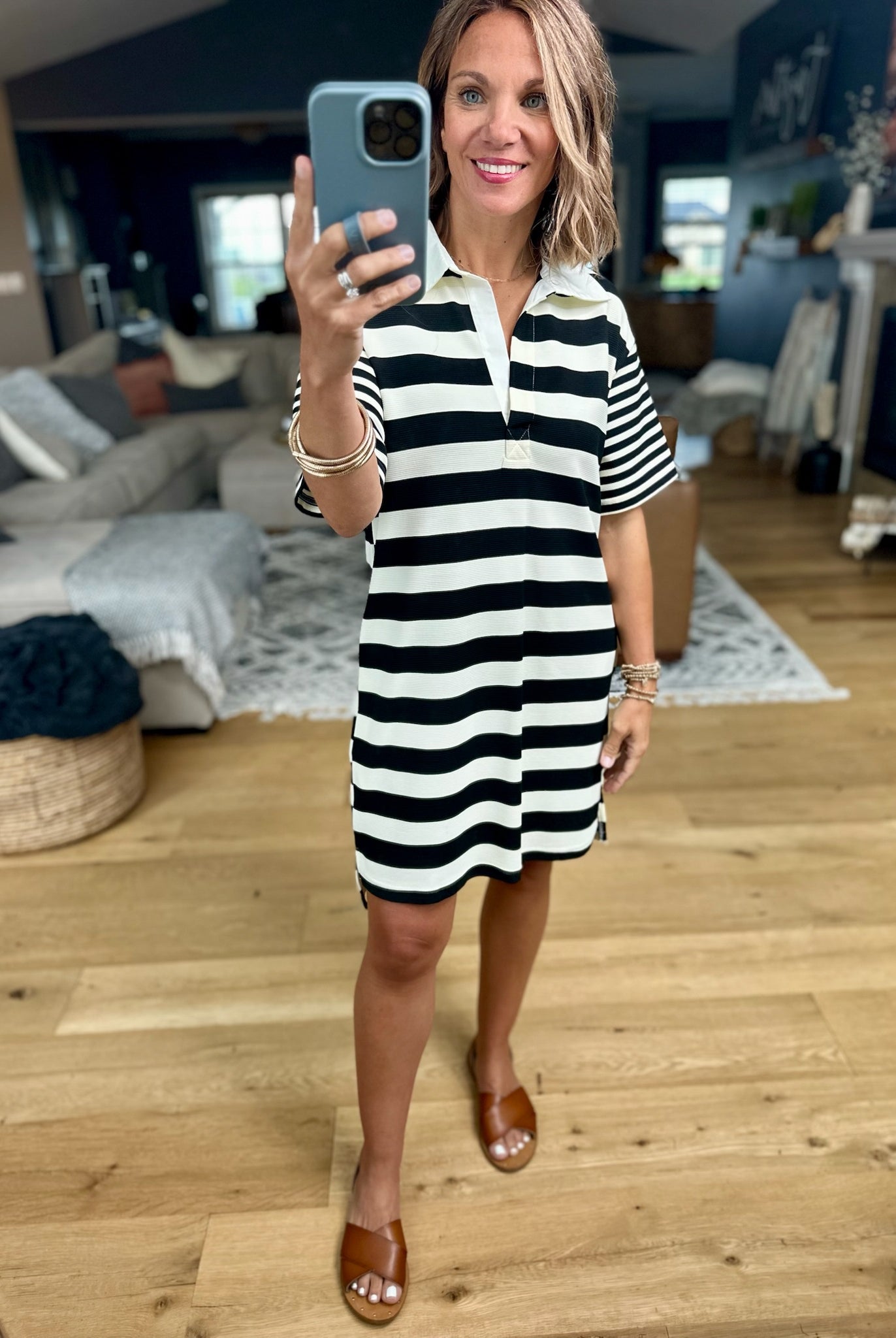Talk About It Striped Collar Dress-Entro-Anna Kaytes Boutique, Women's Fashion Boutique in Grinnell, Iowa