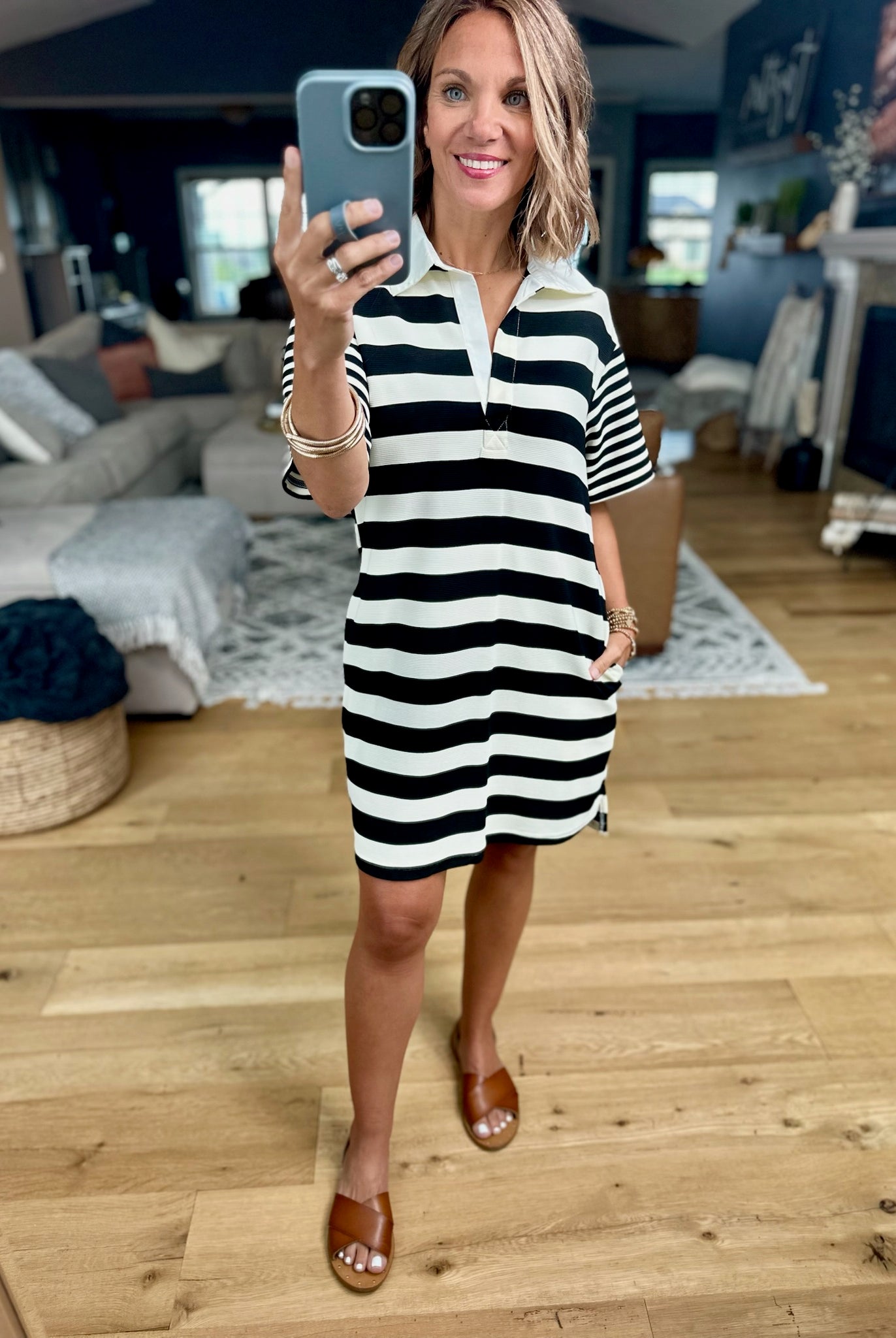 Talk About It Striped Collar Dress-Entro-Anna Kaytes Boutique, Women's Fashion Boutique in Grinnell, Iowa