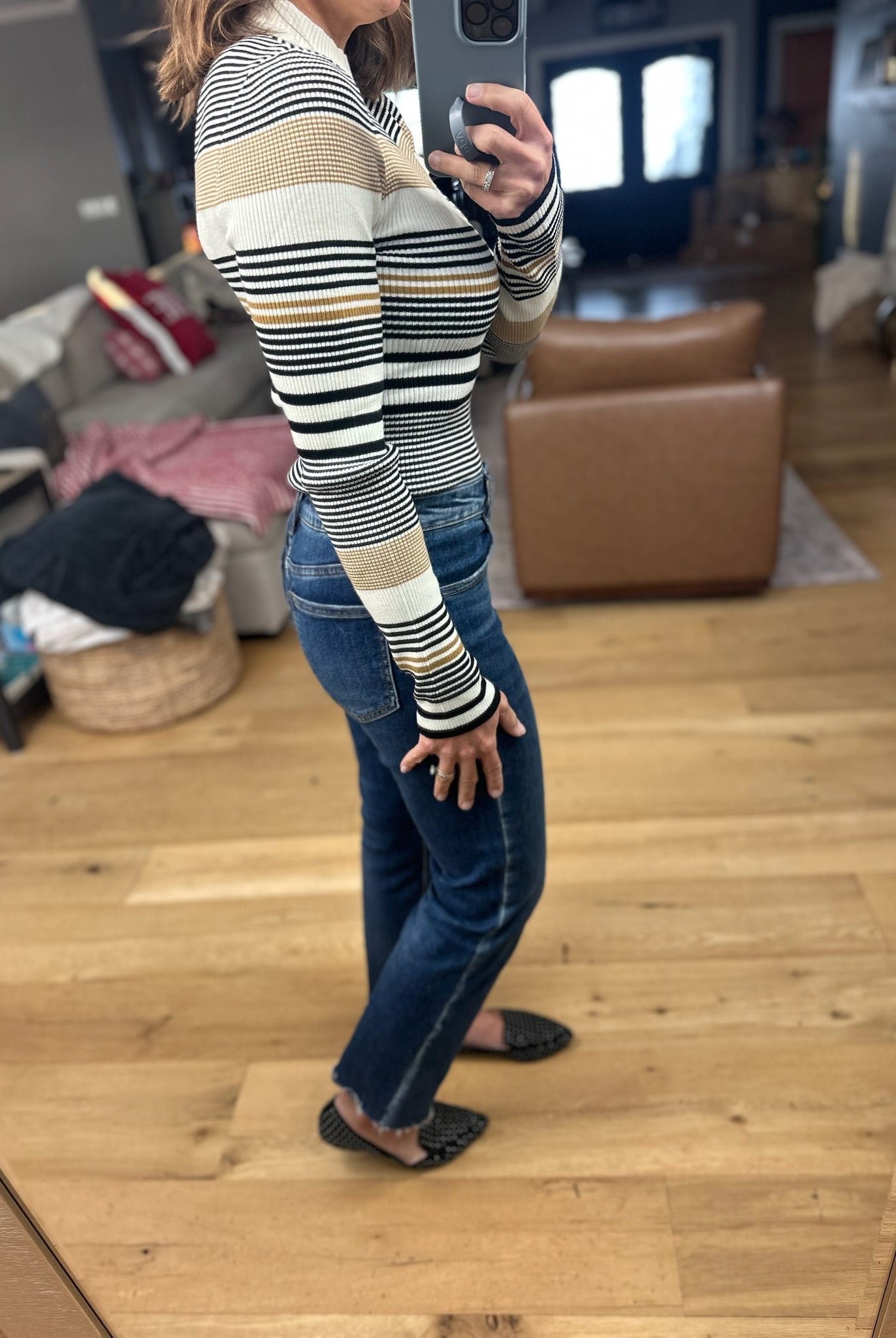 Uptown Charm Mock-Neck Long Sleeve Knit-Sweaters-Hem & Thread-Anna Kaytes Boutique, Women's Fashion Boutique in Grinnell, Iowa