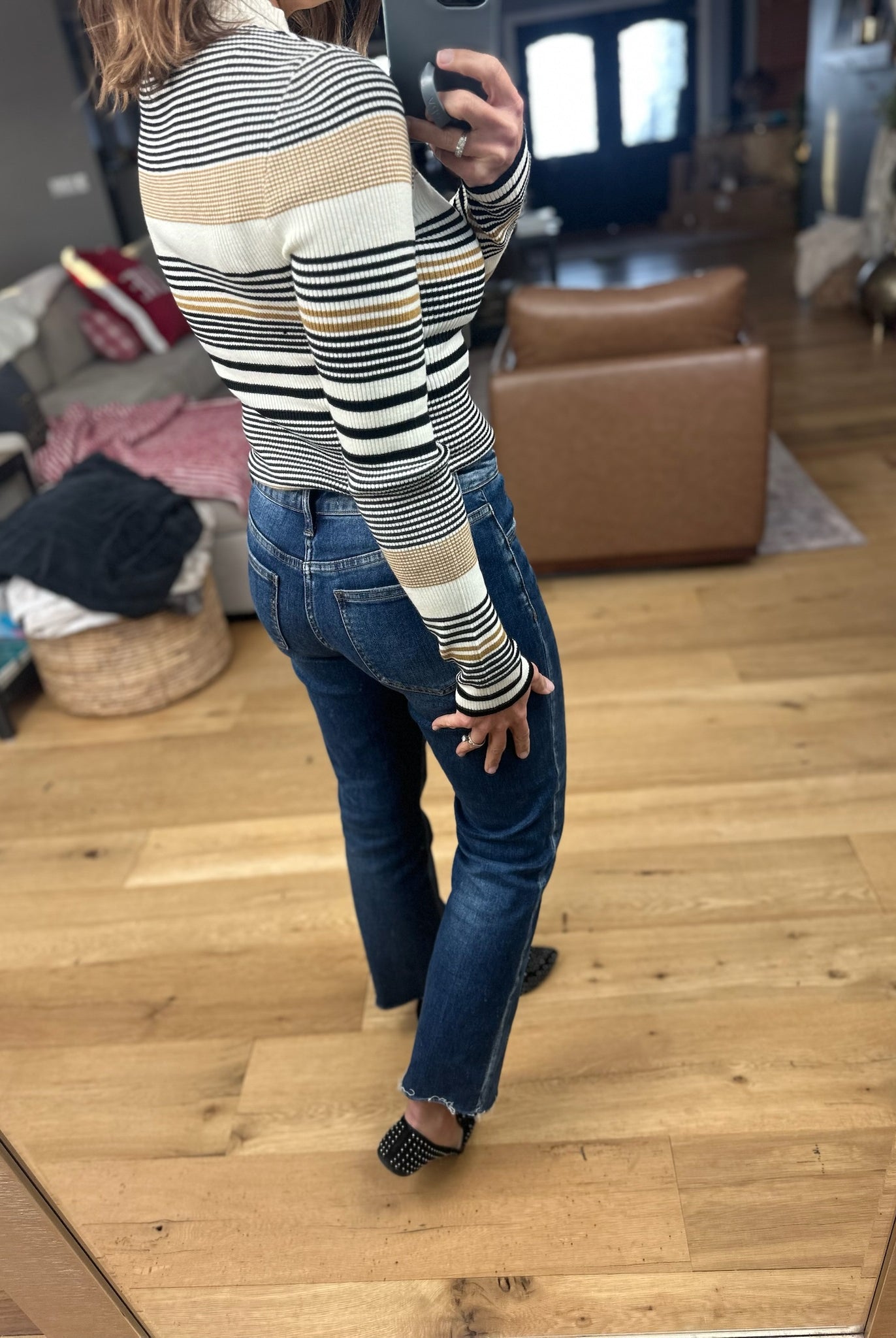 Uptown Charm Mock-Neck Long Sleeve Knit-Sweaters-Hem & Thread-Anna Kaytes Boutique, Women's Fashion Boutique in Grinnell, Iowa