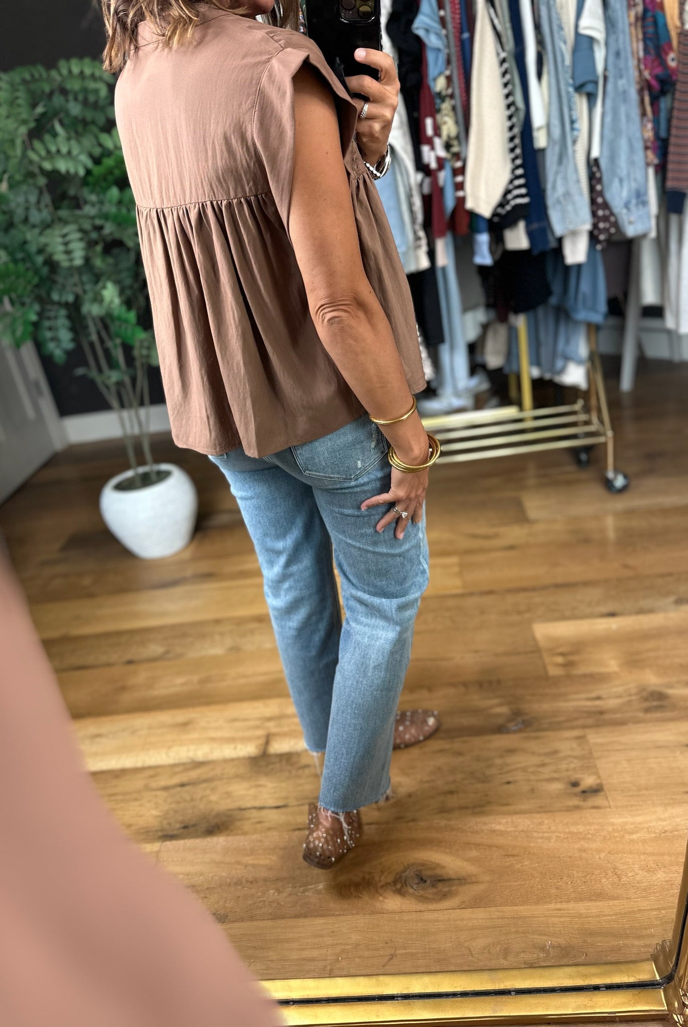 Keep The Peace Eyelet Detail Top-Short Sleeves-She & Sky-Anna Kaytes Boutique, Women's Fashion Boutique in Grinnell, Iowa