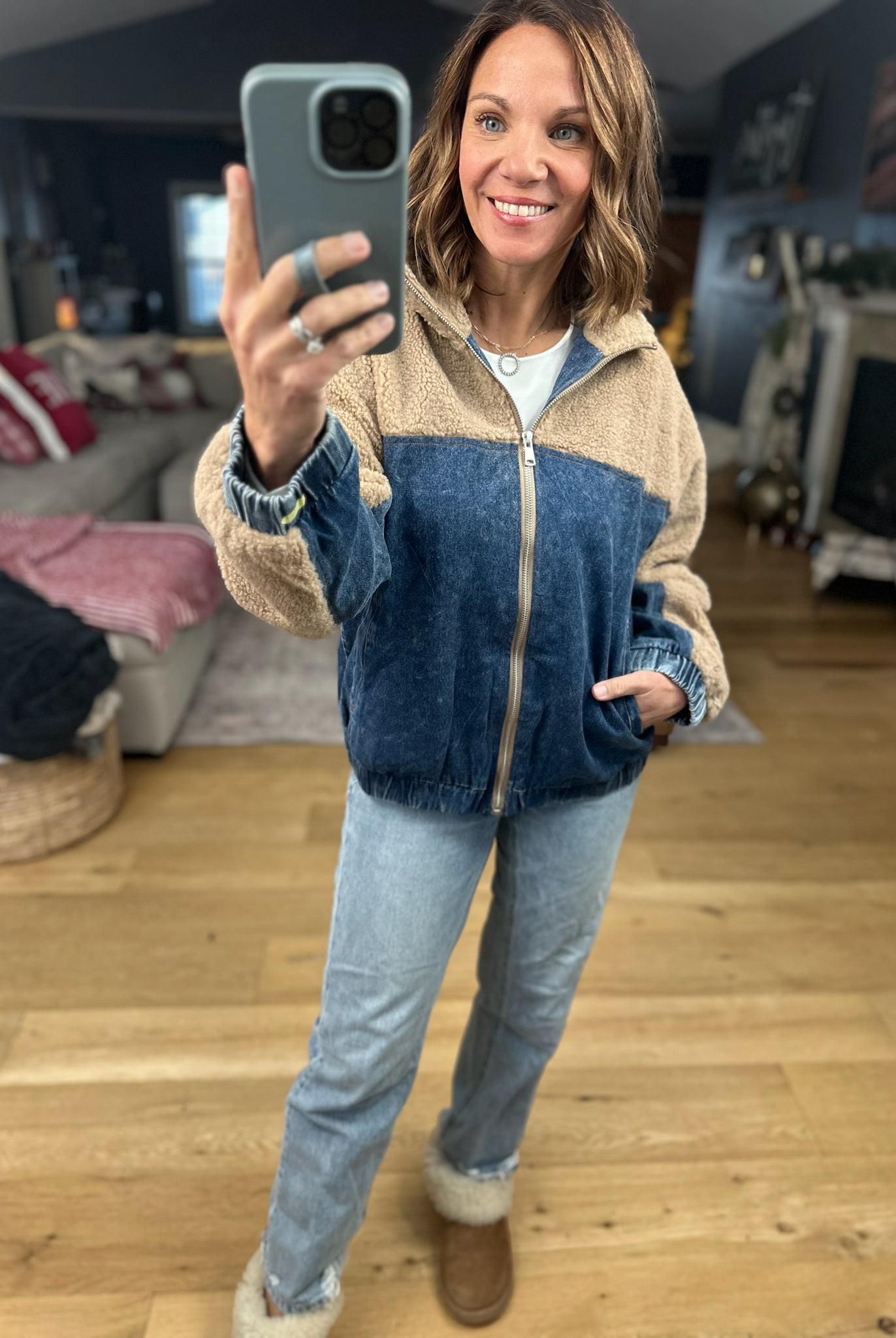 Tell Me Something Good Sherpa Zip Jacket-Jackets-Hem & Thread-Anna Kaytes Boutique, Women's Fashion Boutique in Grinnell, Iowa