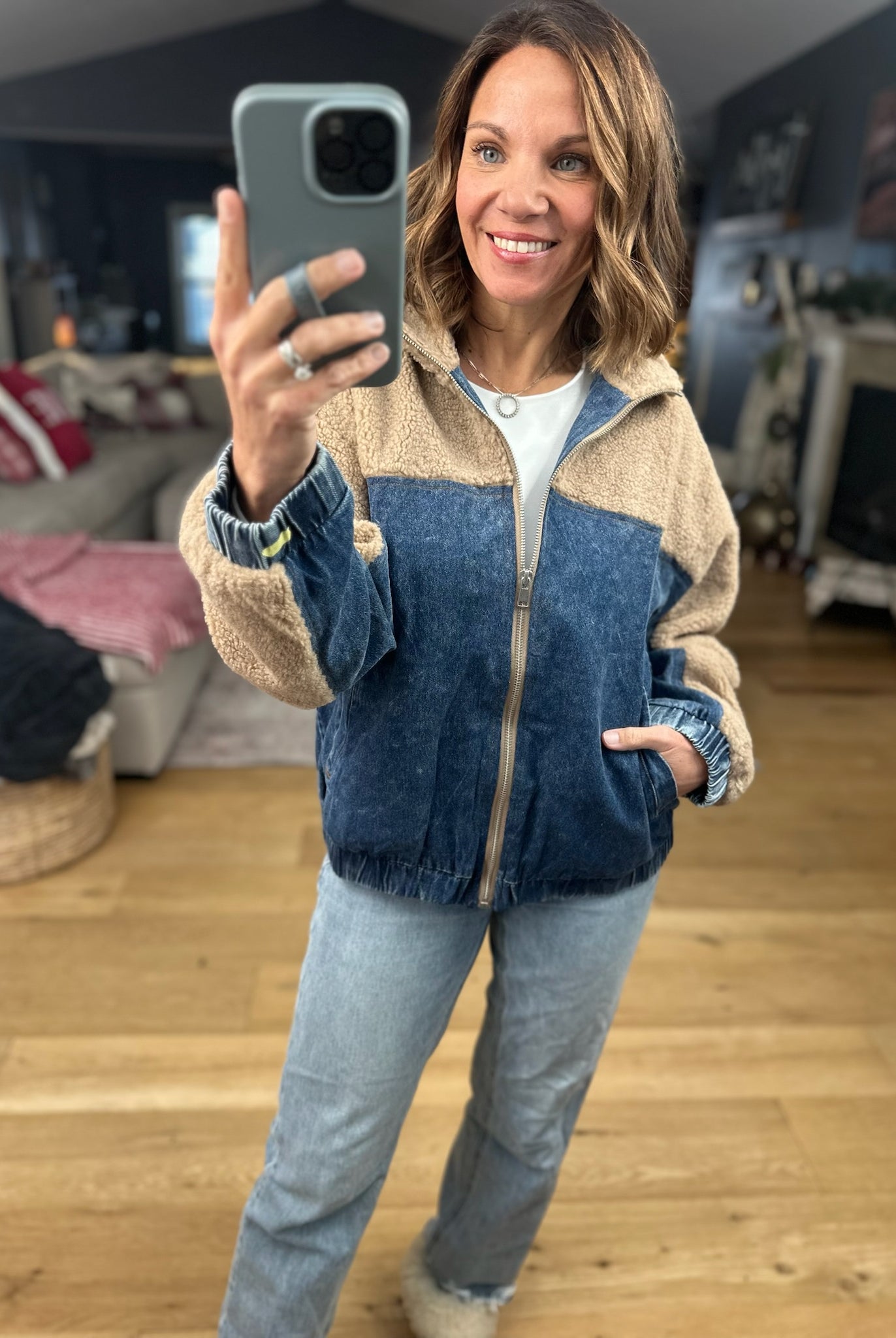 Tell Me Something Good Sherpa Zip Jacket-Jackets-Hem & Thread-Anna Kaytes Boutique, Women's Fashion Boutique in Grinnell, Iowa