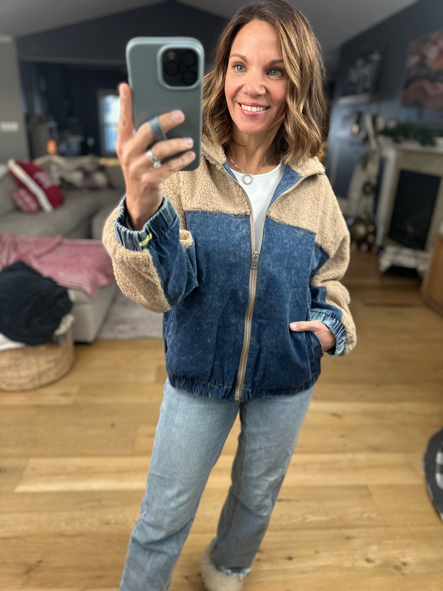 Tell Me Something Good Sherpa Zip Jacket-Jackets-Hem & Thread-Anna Kaytes Boutique, Women's Fashion Boutique in Grinnell, Iowa