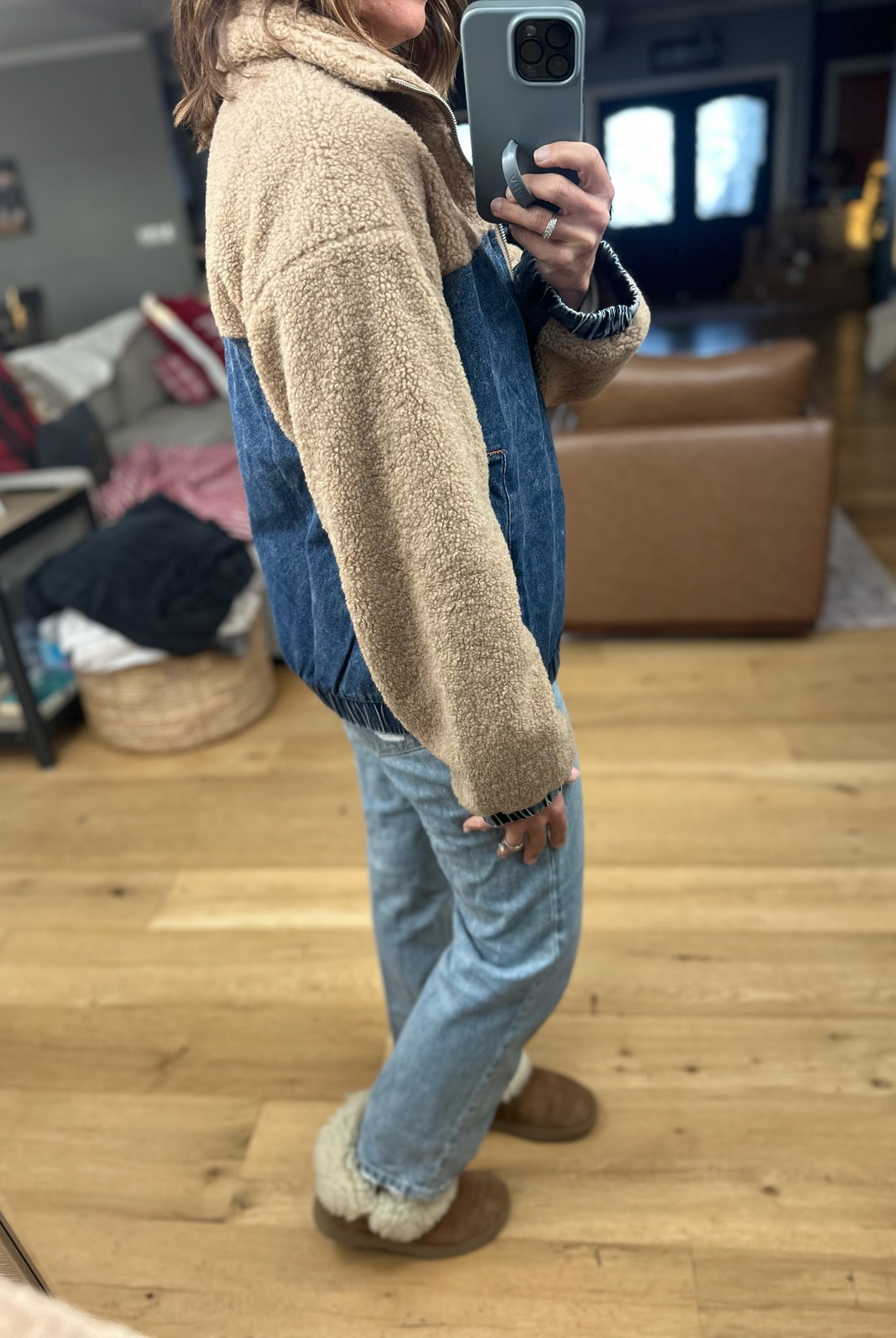 Tell Me Something Good Sherpa Zip Jacket-Jackets-Hem & Thread-Anna Kaytes Boutique, Women's Fashion Boutique in Grinnell, Iowa