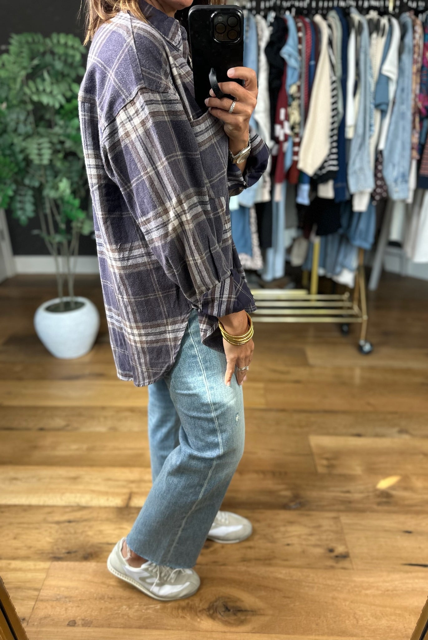 Fully Invested Plaid Button-Down Top-Long Sleeves-Blu Pepper-Anna Kaytes Boutique, Women's Fashion Boutique in Grinnell, Iowa
