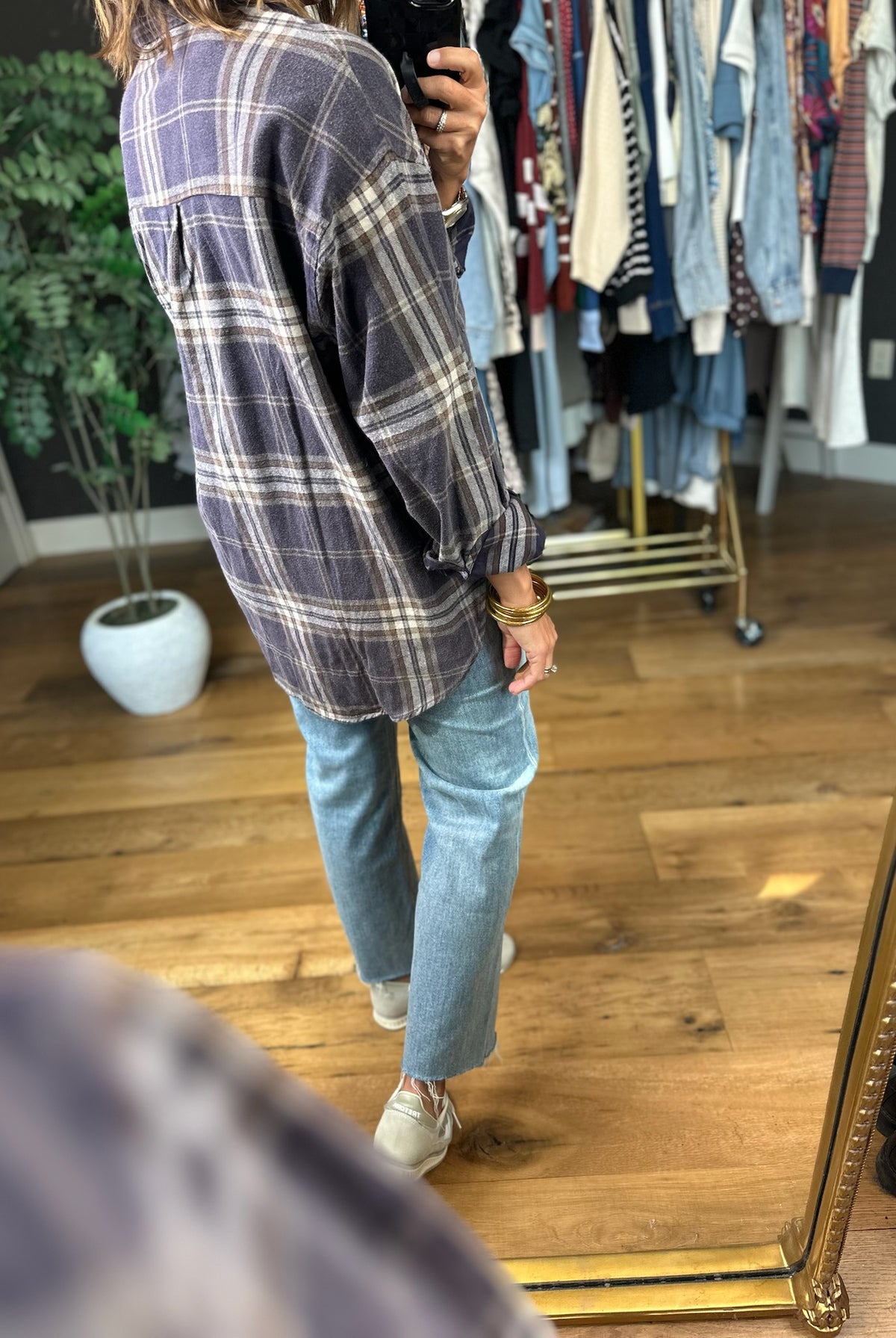 Fully Invested Plaid Button-Down Top-Long Sleeves-Blu Pepper-Anna Kaytes Boutique, Women's Fashion Boutique in Grinnell, Iowa