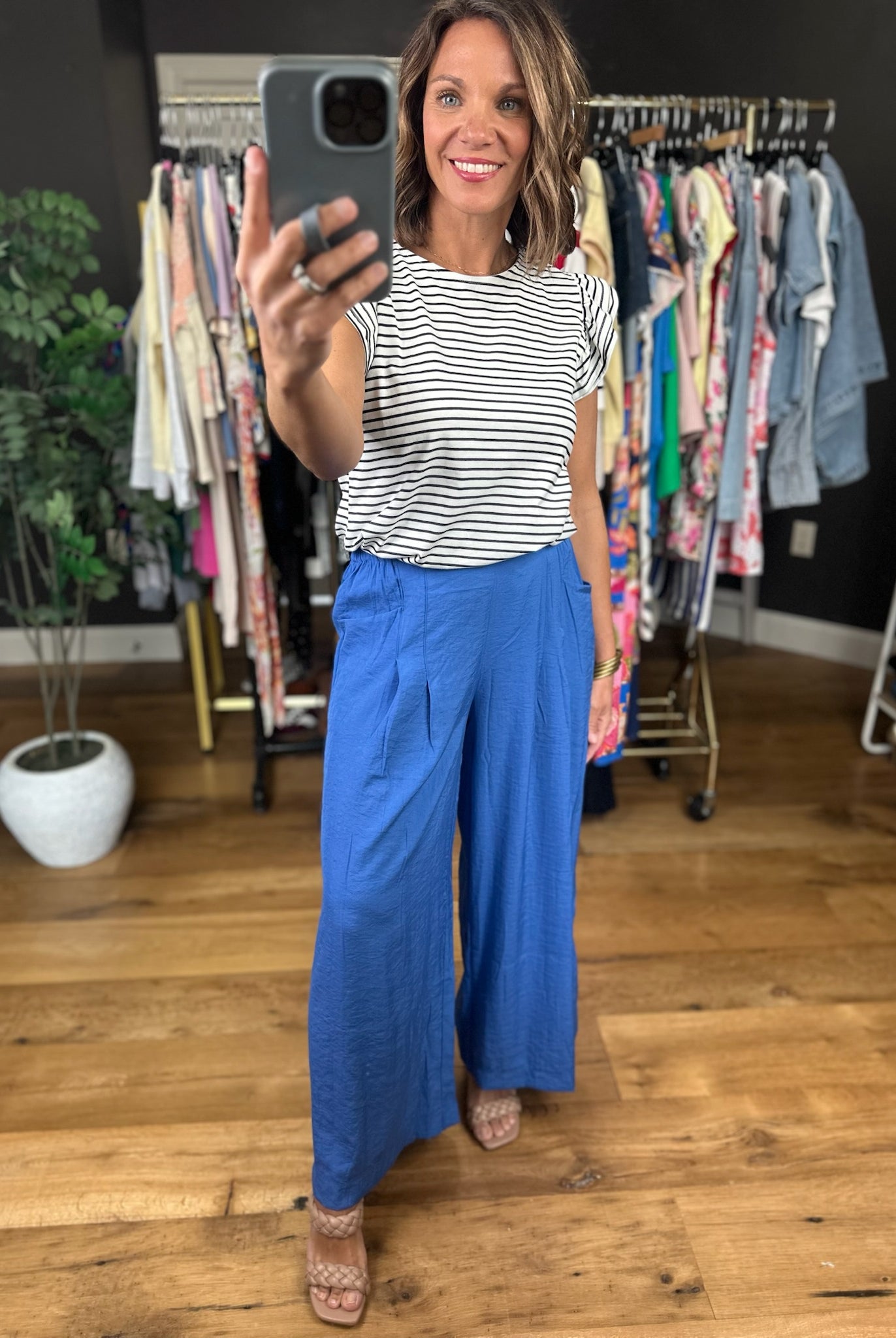 Called Upon Striped Flutter Sleeve Top-Short Sleeves-Vine & Love-Anna Kaytes Boutique, Women's Fashion Boutique in Grinnell, Iowa