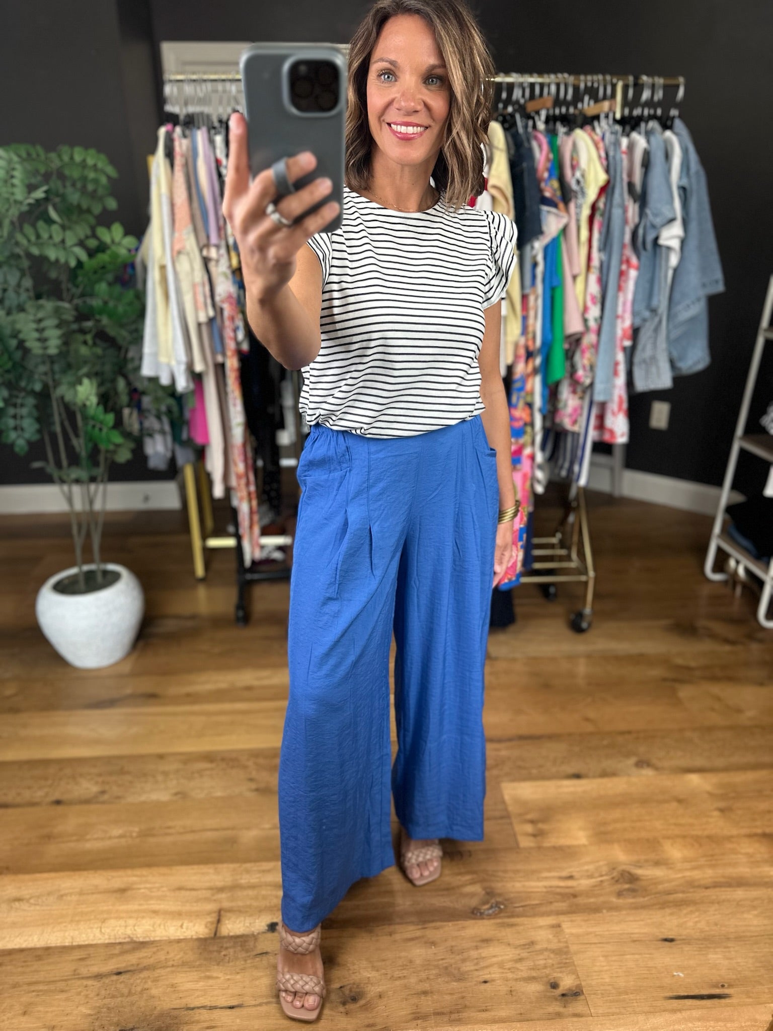 Called Upon Striped Flutter Sleeve Top-Short Sleeves-Vine & Love-Anna Kaytes Boutique, Women's Fashion Boutique in Grinnell, Iowa
