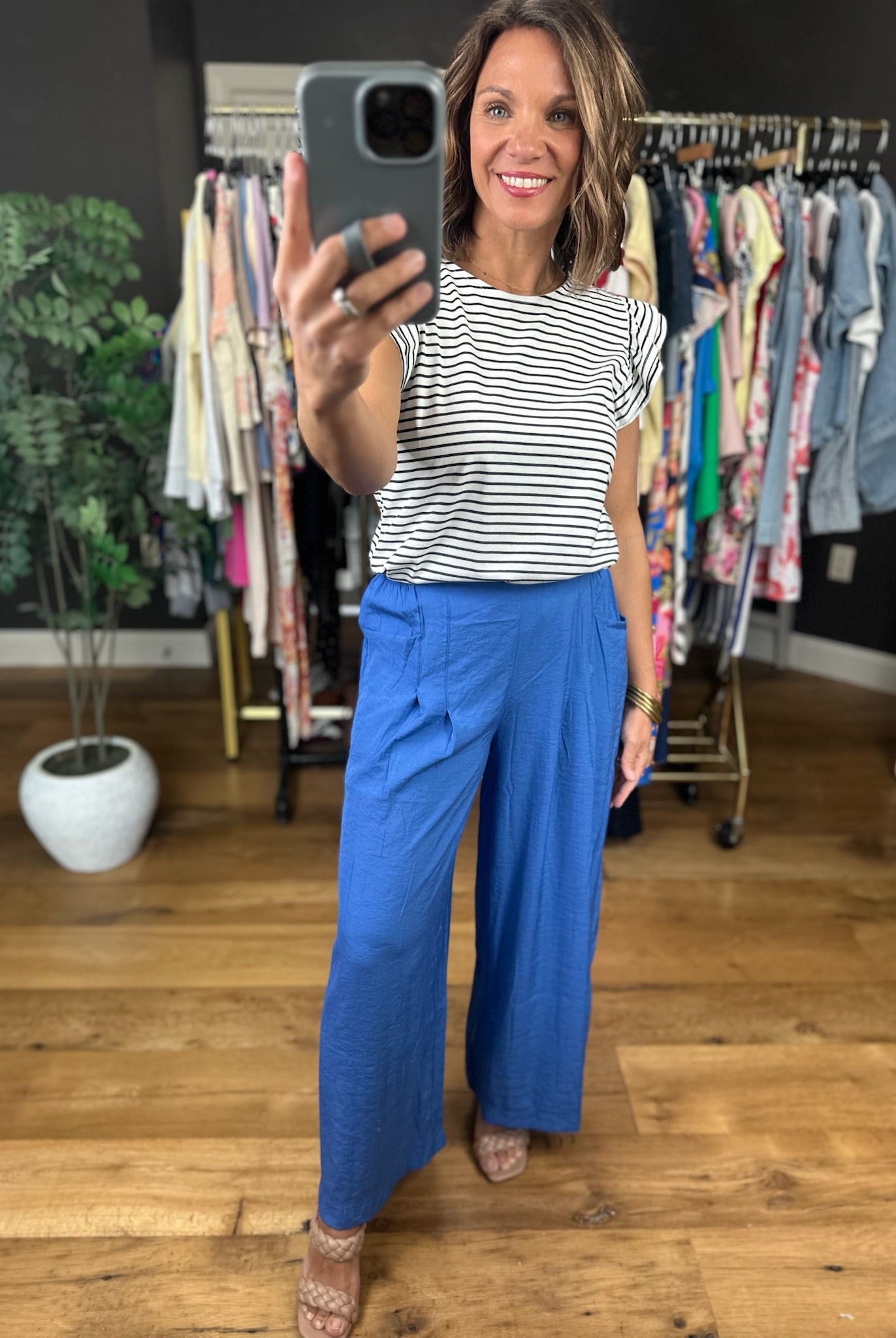 Called Upon Striped Flutter Sleeve Top-Short Sleeves-Vine & Love-Anna Kaytes Boutique, Women's Fashion Boutique in Grinnell, Iowa
