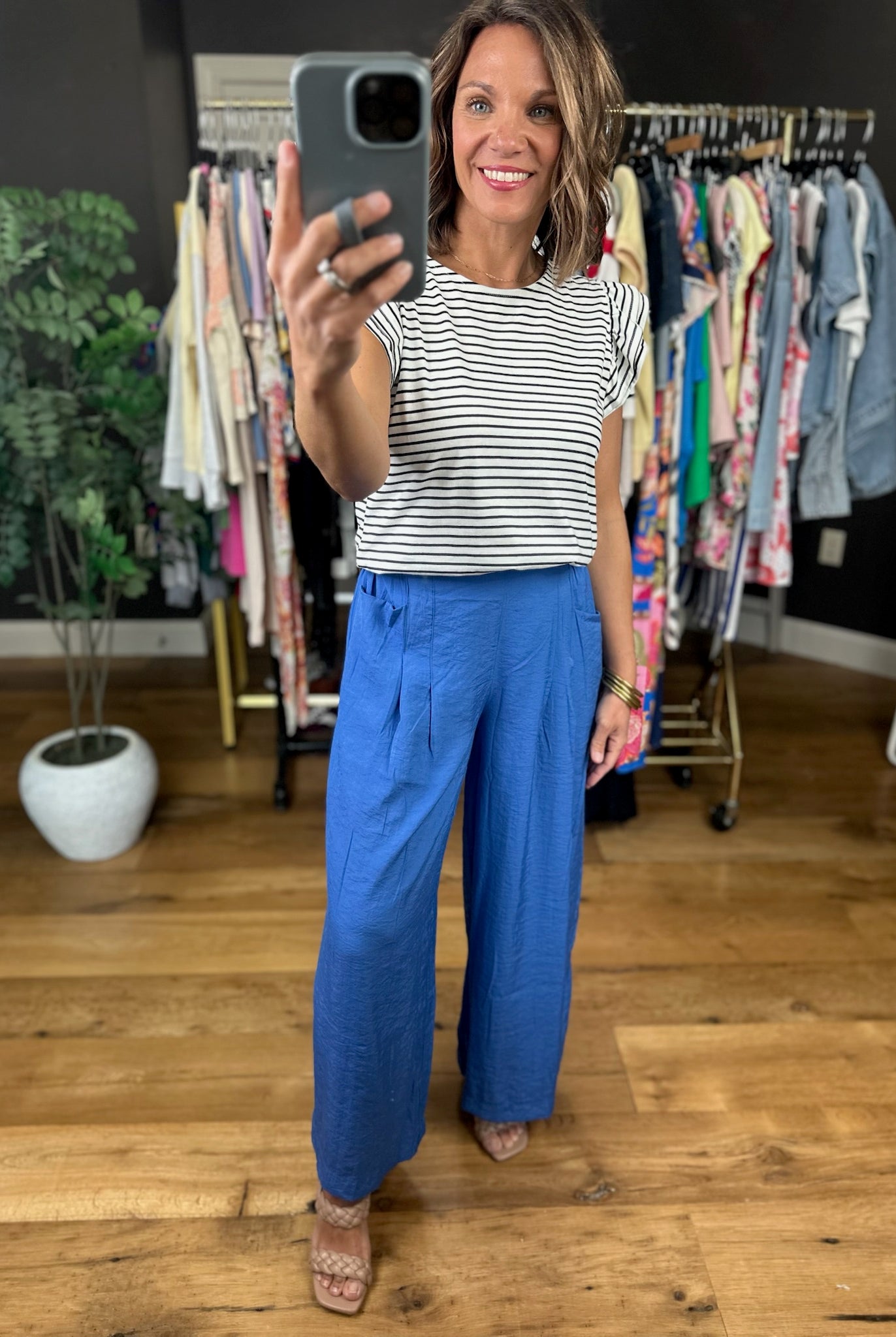 Called Upon Striped Flutter Sleeve Top-Short Sleeves-Vine & Love-Anna Kaytes Boutique, Women's Fashion Boutique in Grinnell, Iowa