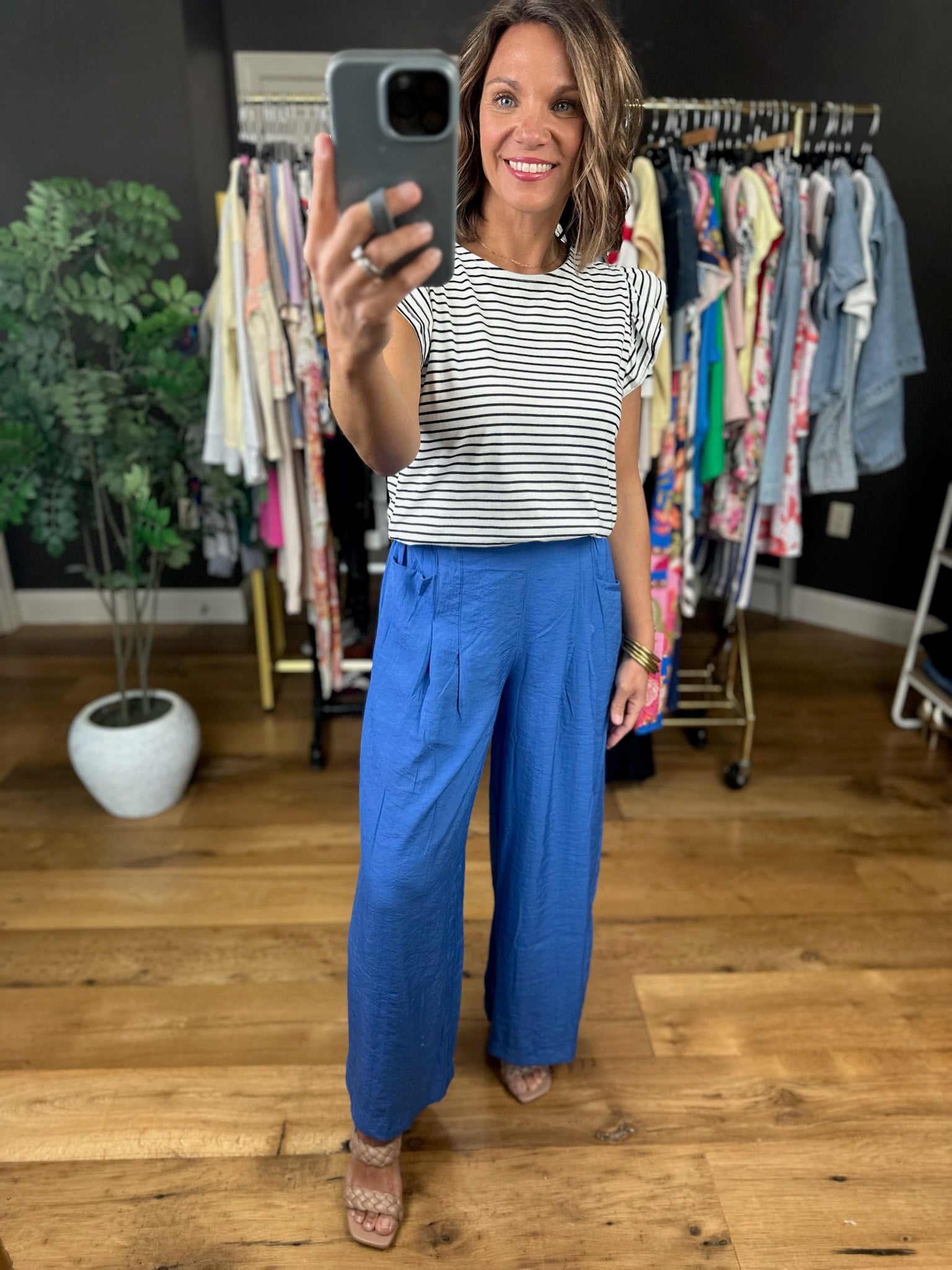 Called Upon Striped Flutter Sleeve Top-Short Sleeves-Vine & Love-Anna Kaytes Boutique, Women's Fashion Boutique in Grinnell, Iowa