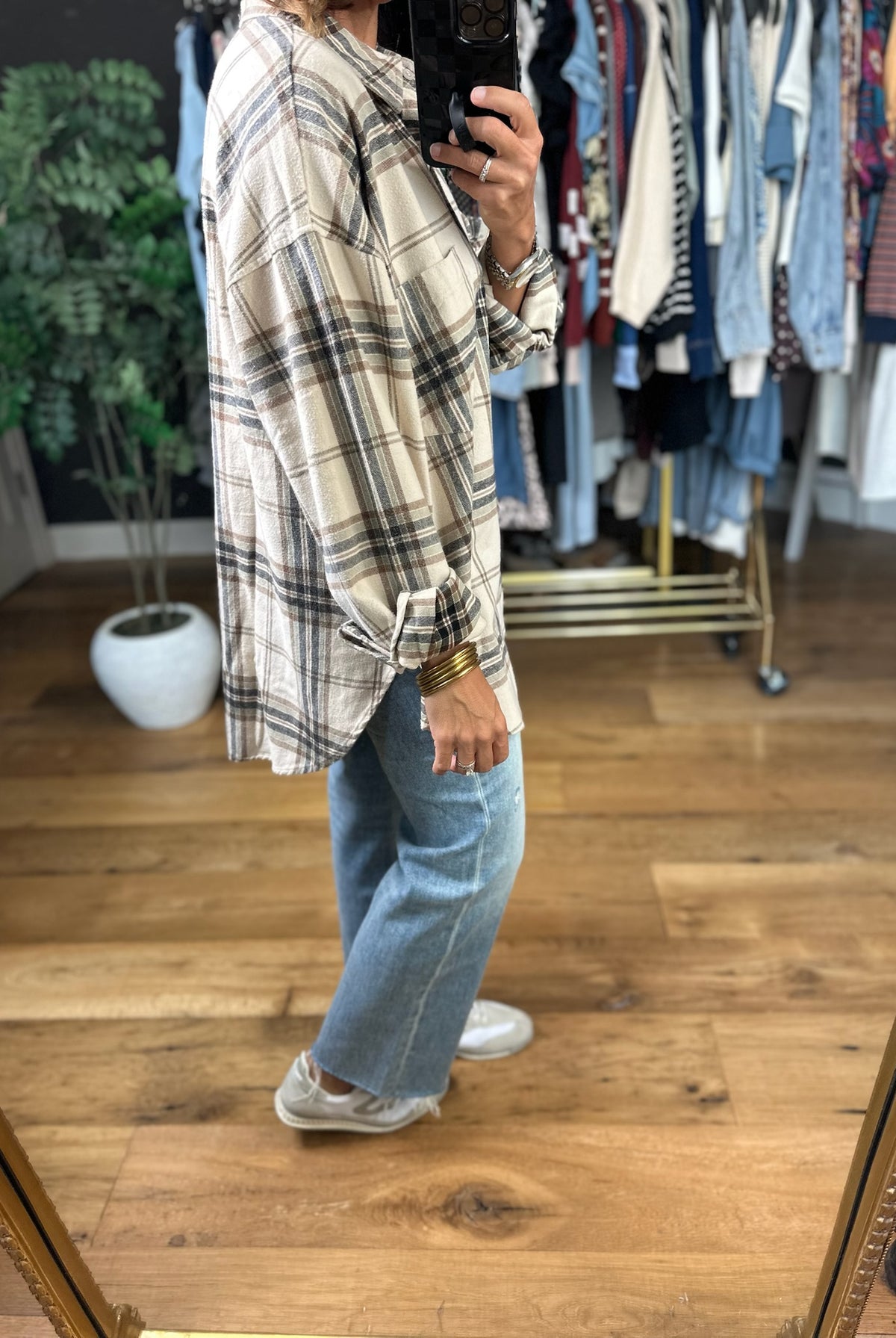 Fully Invested Plaid Button-Down Top-Long Sleeves-Blu Pepper-Anna Kaytes Boutique, Women's Fashion Boutique in Grinnell, Iowa