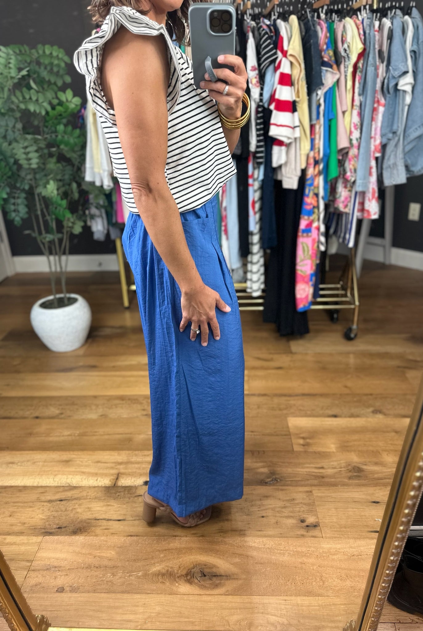 Called Upon Striped Flutter Sleeve Top-Short Sleeves-Vine & Love-Anna Kaytes Boutique, Women's Fashion Boutique in Grinnell, Iowa