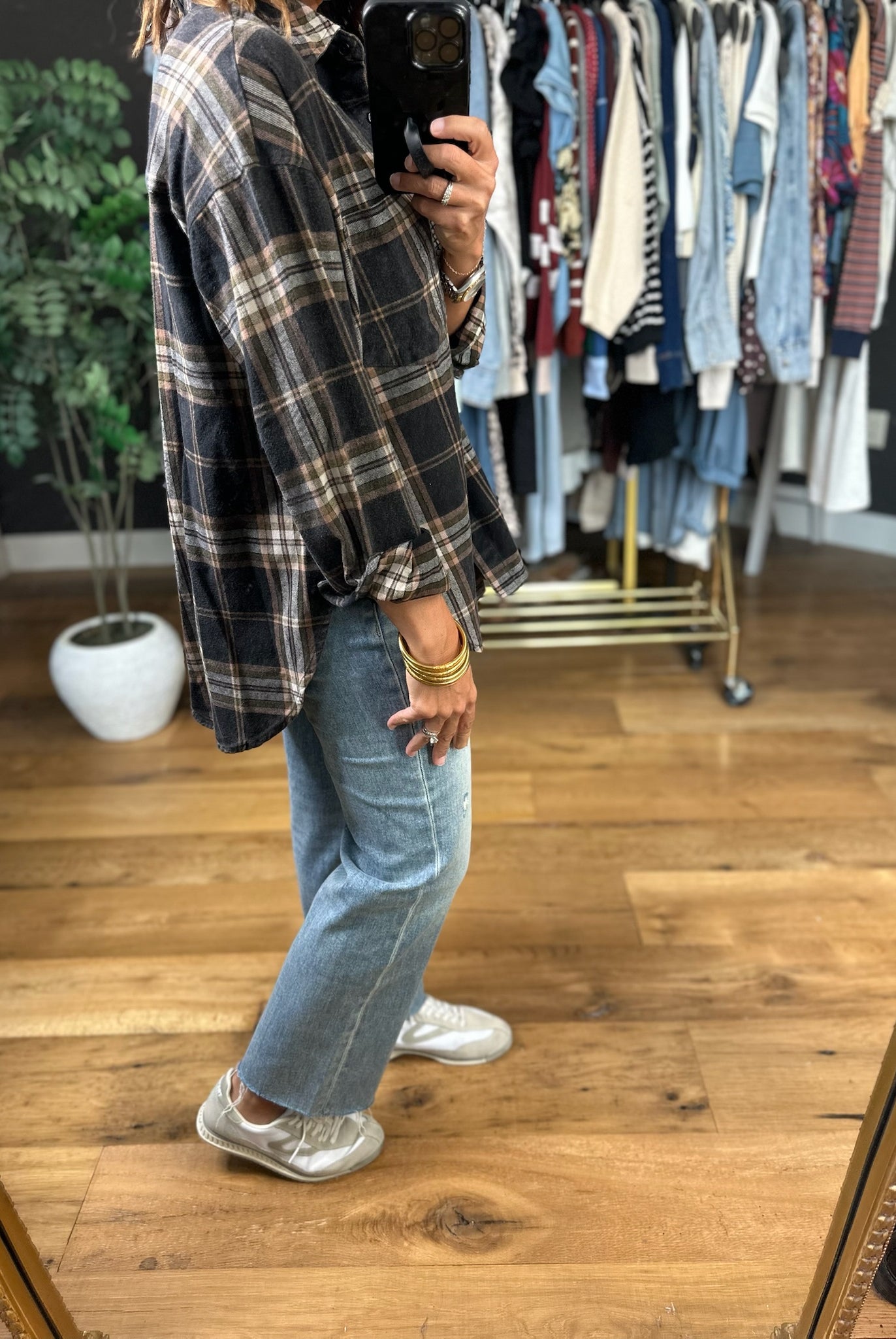 Fully Invested Plaid Button-Down Top-Long Sleeves-Blu Pepper-Anna Kaytes Boutique, Women's Fashion Boutique in Grinnell, Iowa