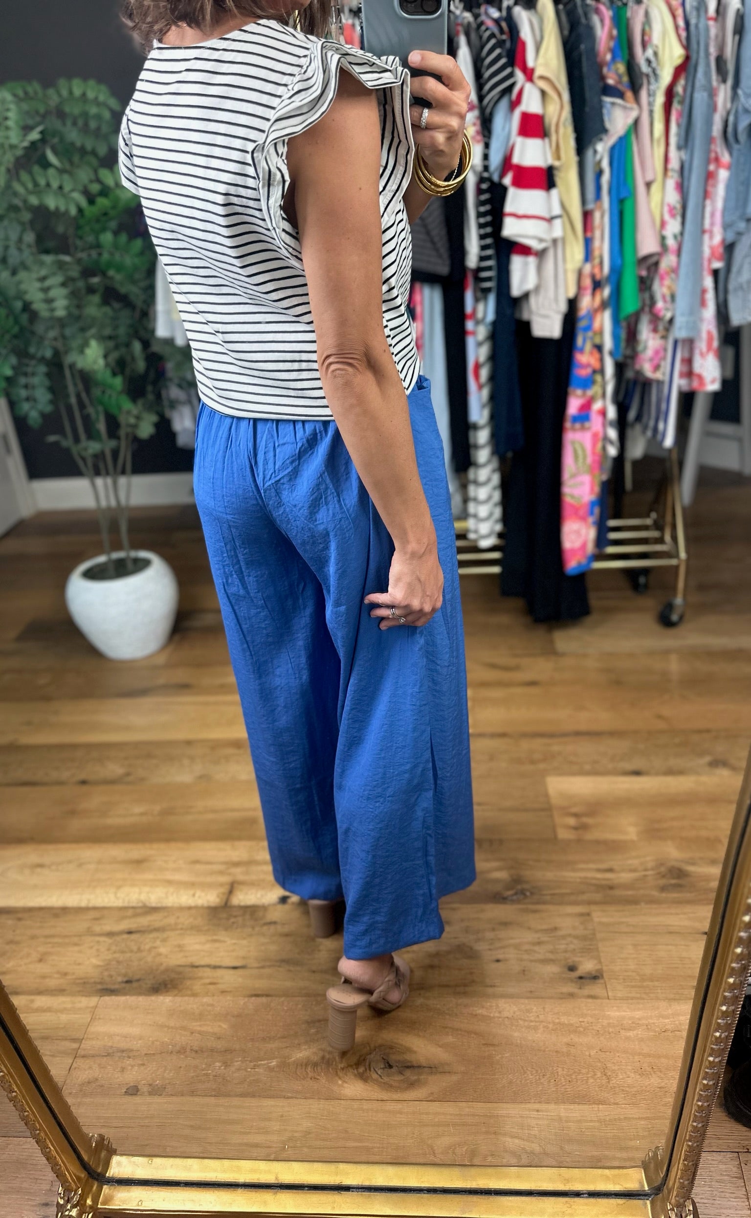Called Upon Striped Flutter Sleeve Top-Short Sleeves-Vine & Love-Anna Kaytes Boutique, Women's Fashion Boutique in Grinnell, Iowa