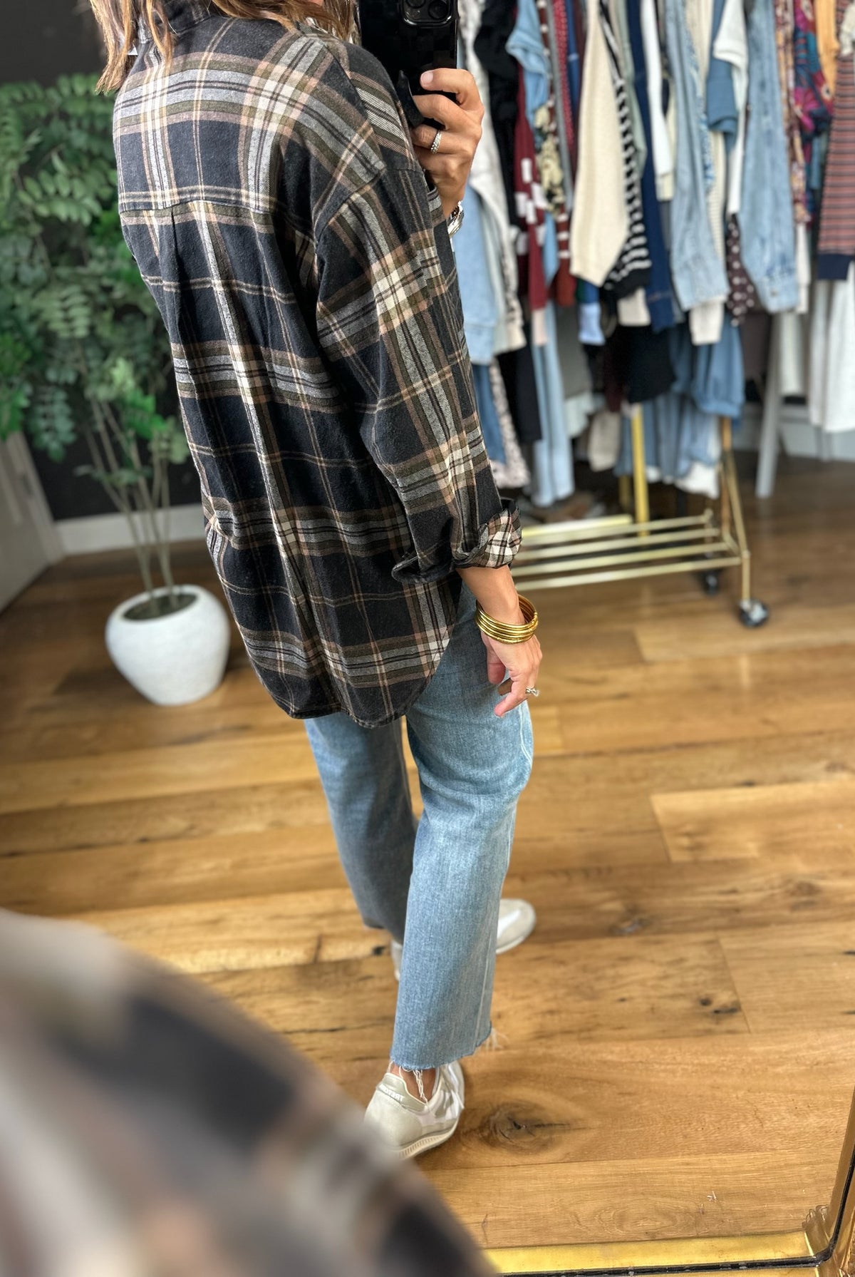 Fully Invested Plaid Button-Down Top-Long Sleeves-Blu Pepper-Anna Kaytes Boutique, Women's Fashion Boutique in Grinnell, Iowa