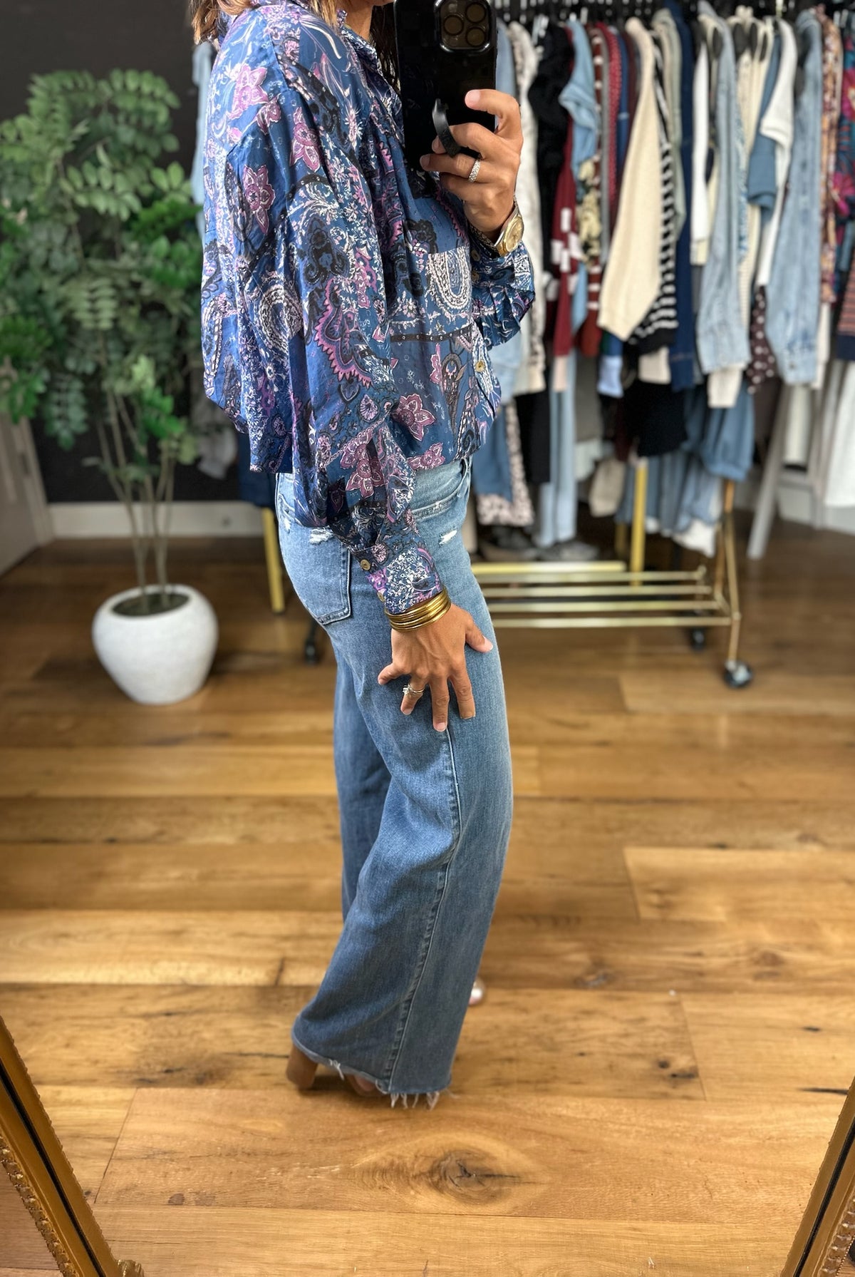 New Directions Button-Down Top-Long Sleeves-ee:some-Anna Kaytes Boutique, Women's Fashion Boutique in Grinnell, Iowa