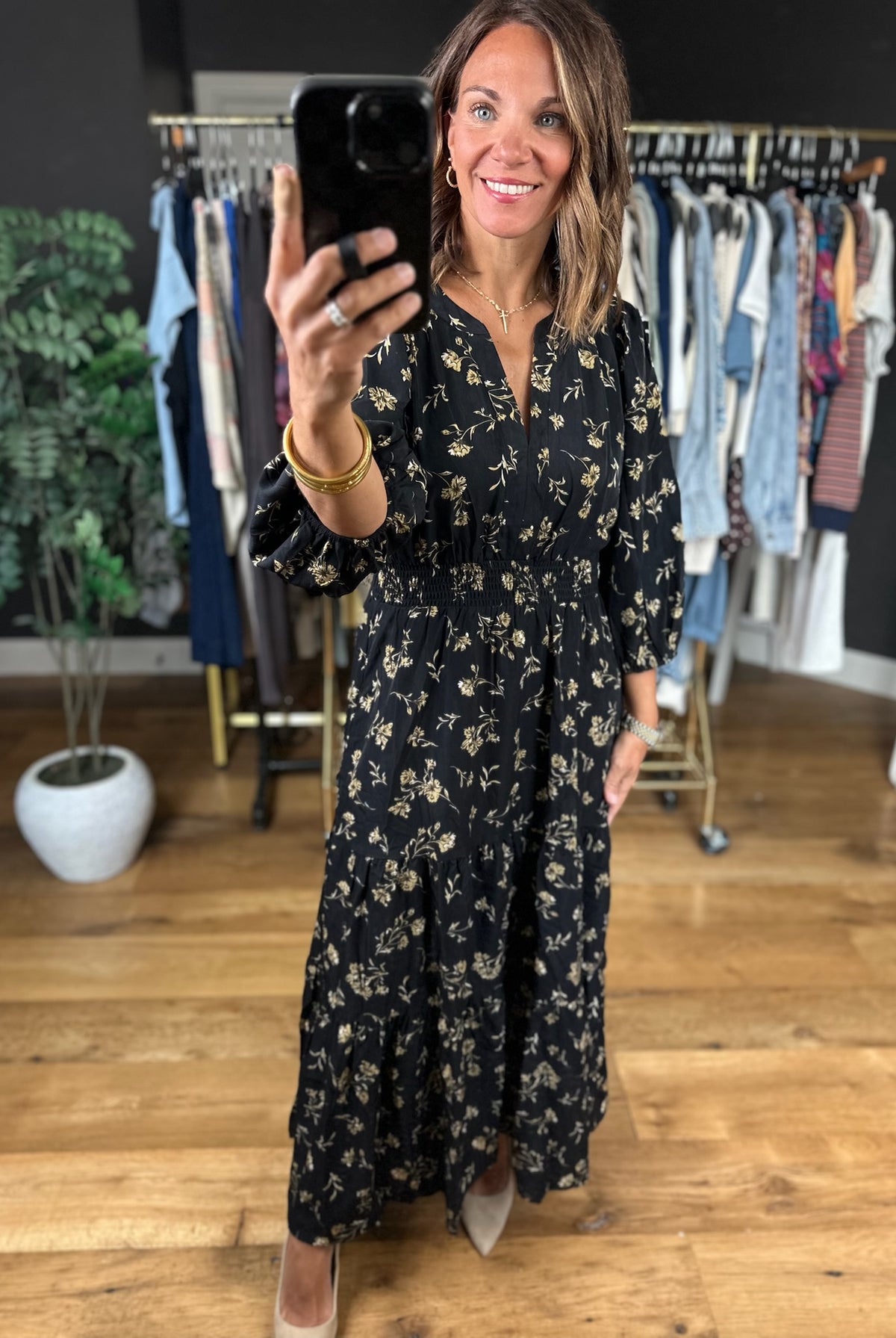 Crisp Air Floral Maxi Dress-Dresses-She & Sky-Anna Kaytes Boutique, Women's Fashion Boutique in Grinnell, Iowa