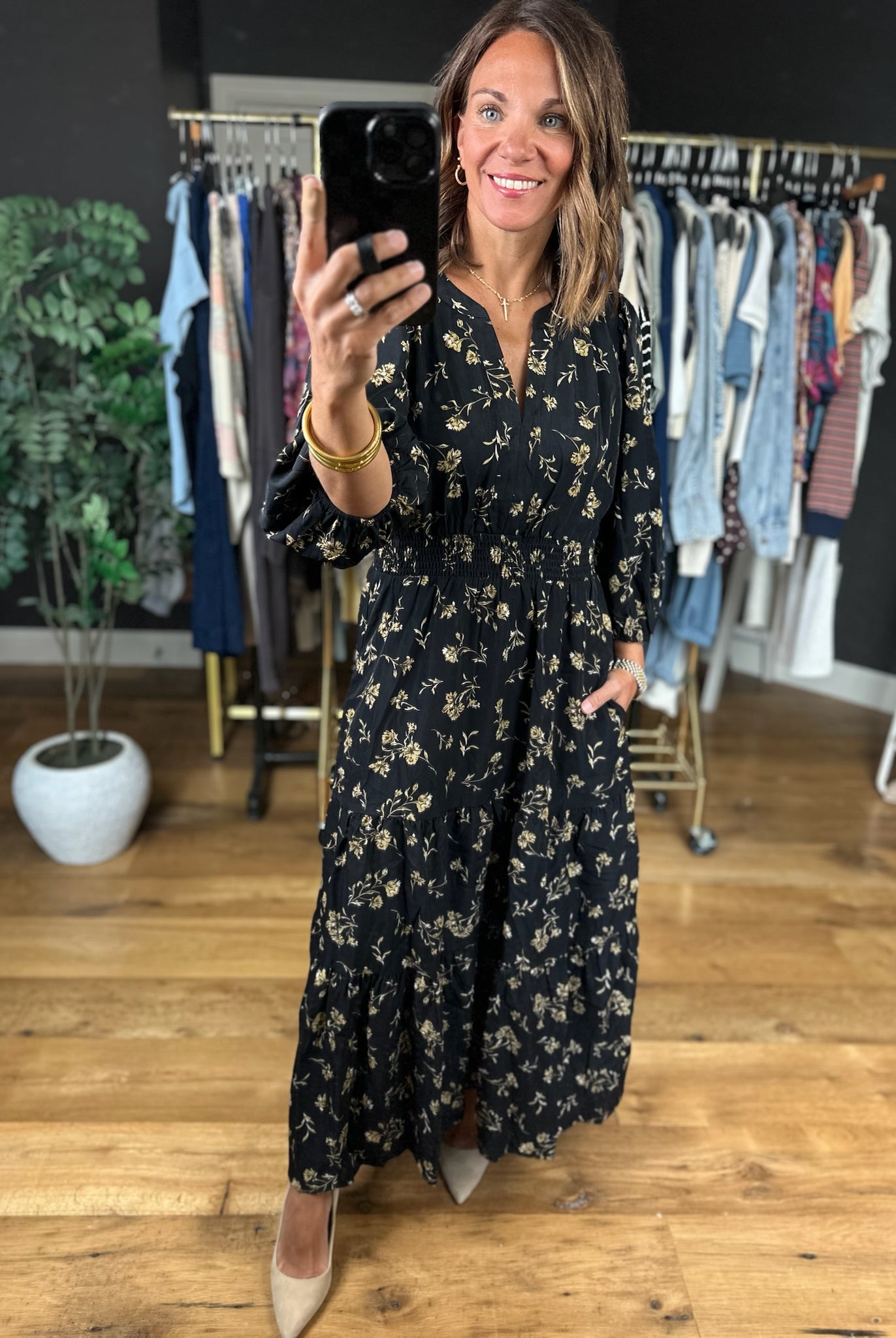 Crisp Air Floral Maxi Dress-Dresses-She & Sky-Anna Kaytes Boutique, Women's Fashion Boutique in Grinnell, Iowa