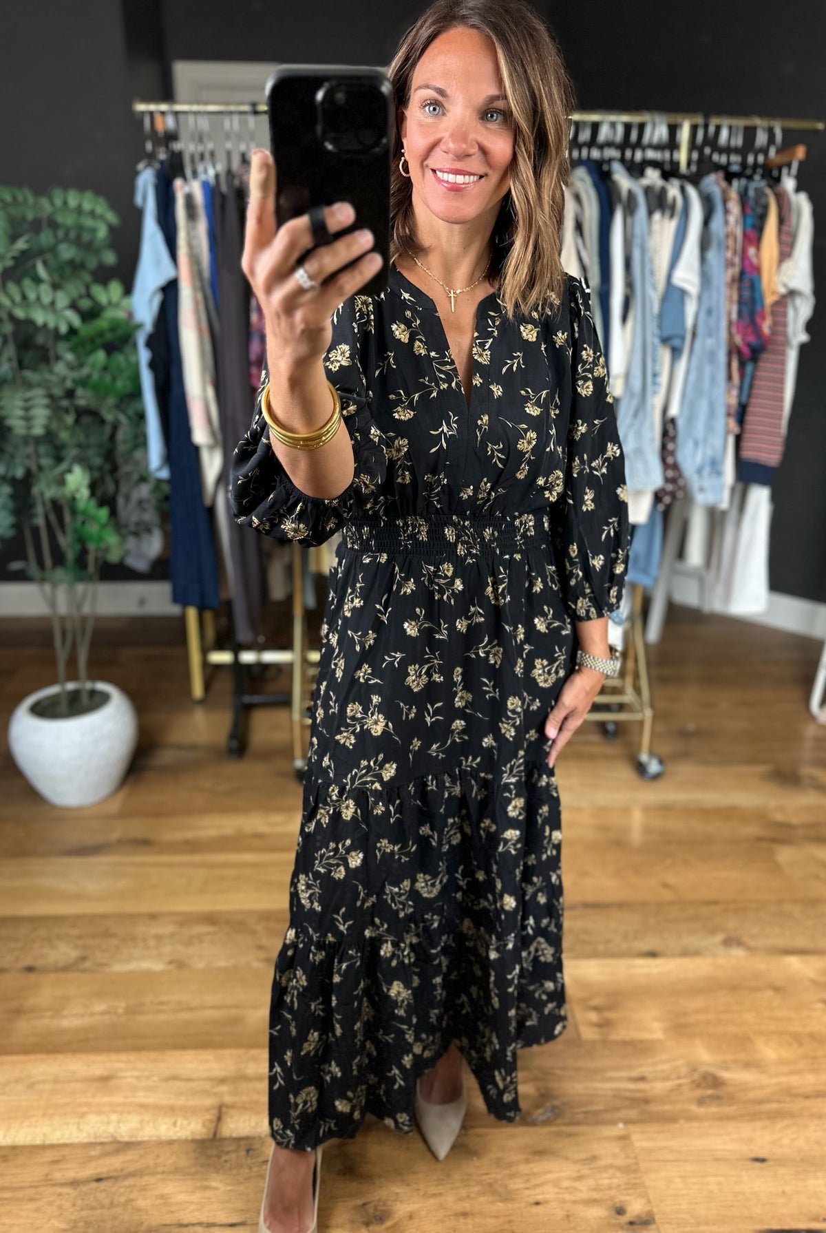 Crisp Air Floral Maxi Dress-Dresses-She & Sky-Anna Kaytes Boutique, Women's Fashion Boutique in Grinnell, Iowa