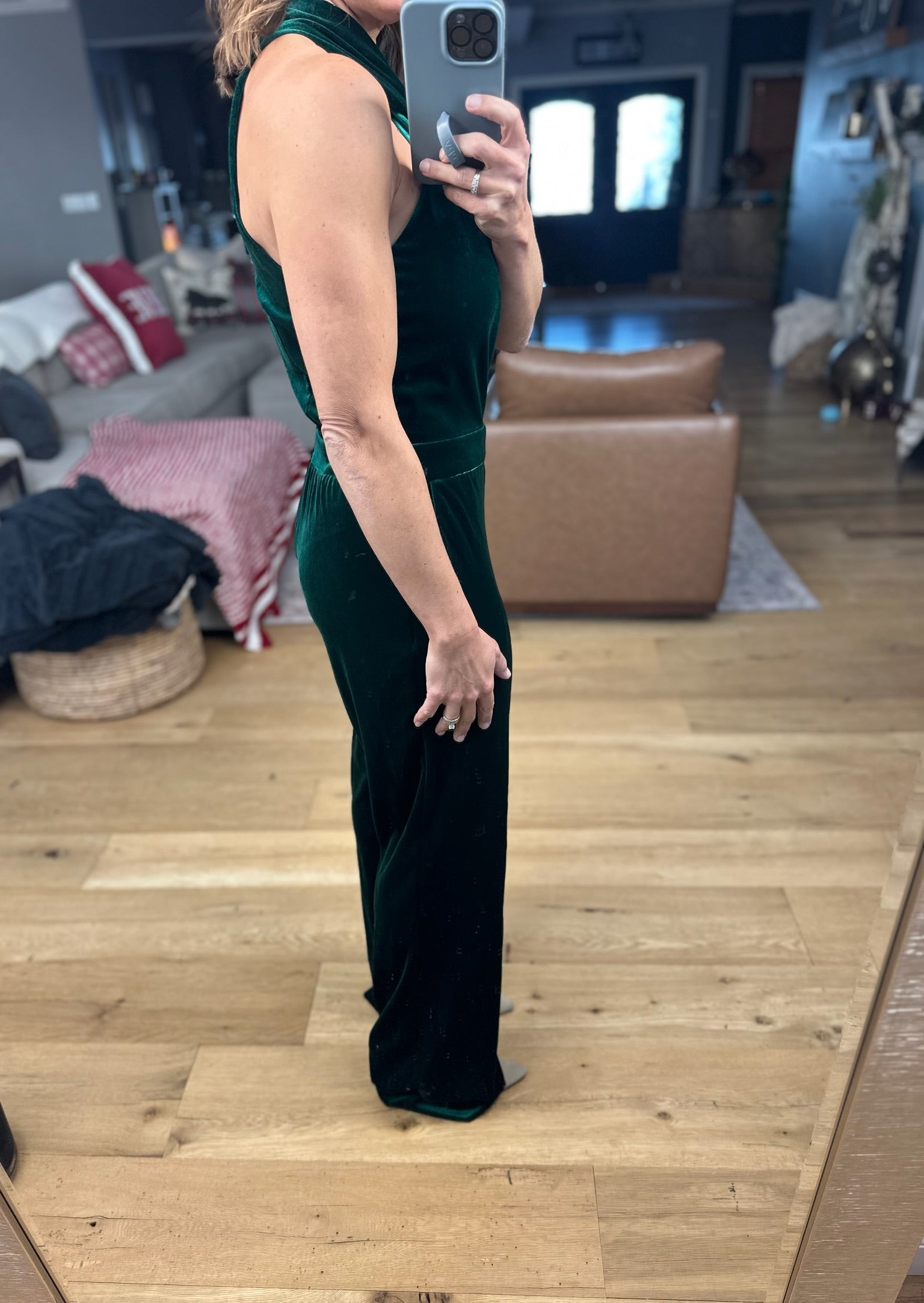 This Season Velvet Jumpsuit-Jumpsuits-Skies Are Blue-Anna Kaytes Boutique, Women's Fashion Boutique in Grinnell, Iowa