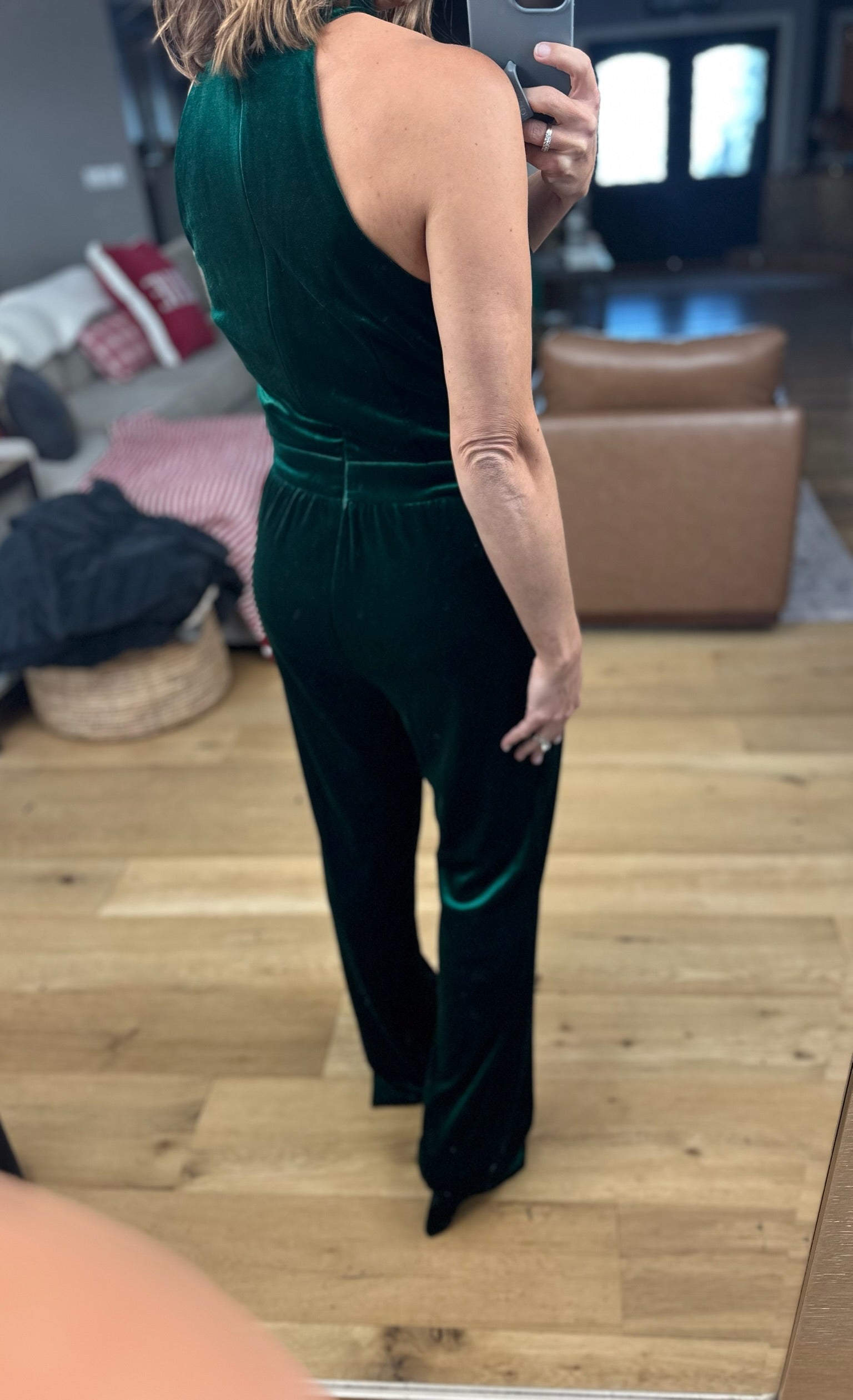 This Season Velvet Jumpsuit-Jumpsuits-Skies Are Blue-Anna Kaytes Boutique, Women's Fashion Boutique in Grinnell, Iowa