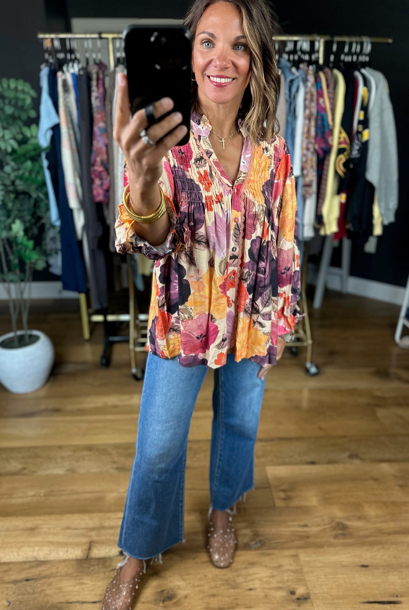Learn The Truth Floral Top-Long Sleeves-Umgee-Anna Kaytes Boutique, Women's Fashion Boutique in Grinnell, Iowa