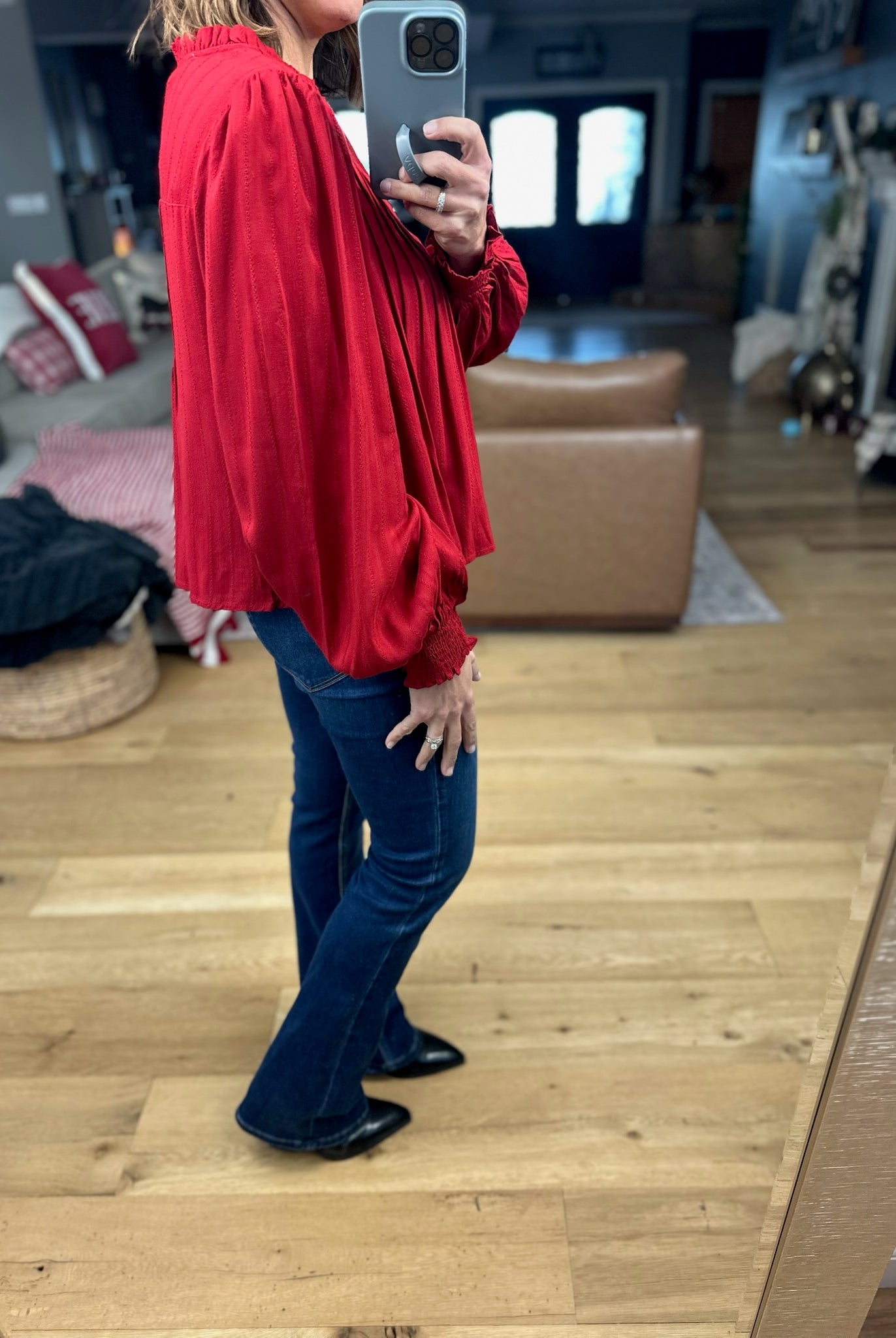 Cheers To You Pleated Top-Long Sleeves-Anniewear-Anna Kaytes Boutique, Women's Fashion Boutique in Grinnell, Iowa