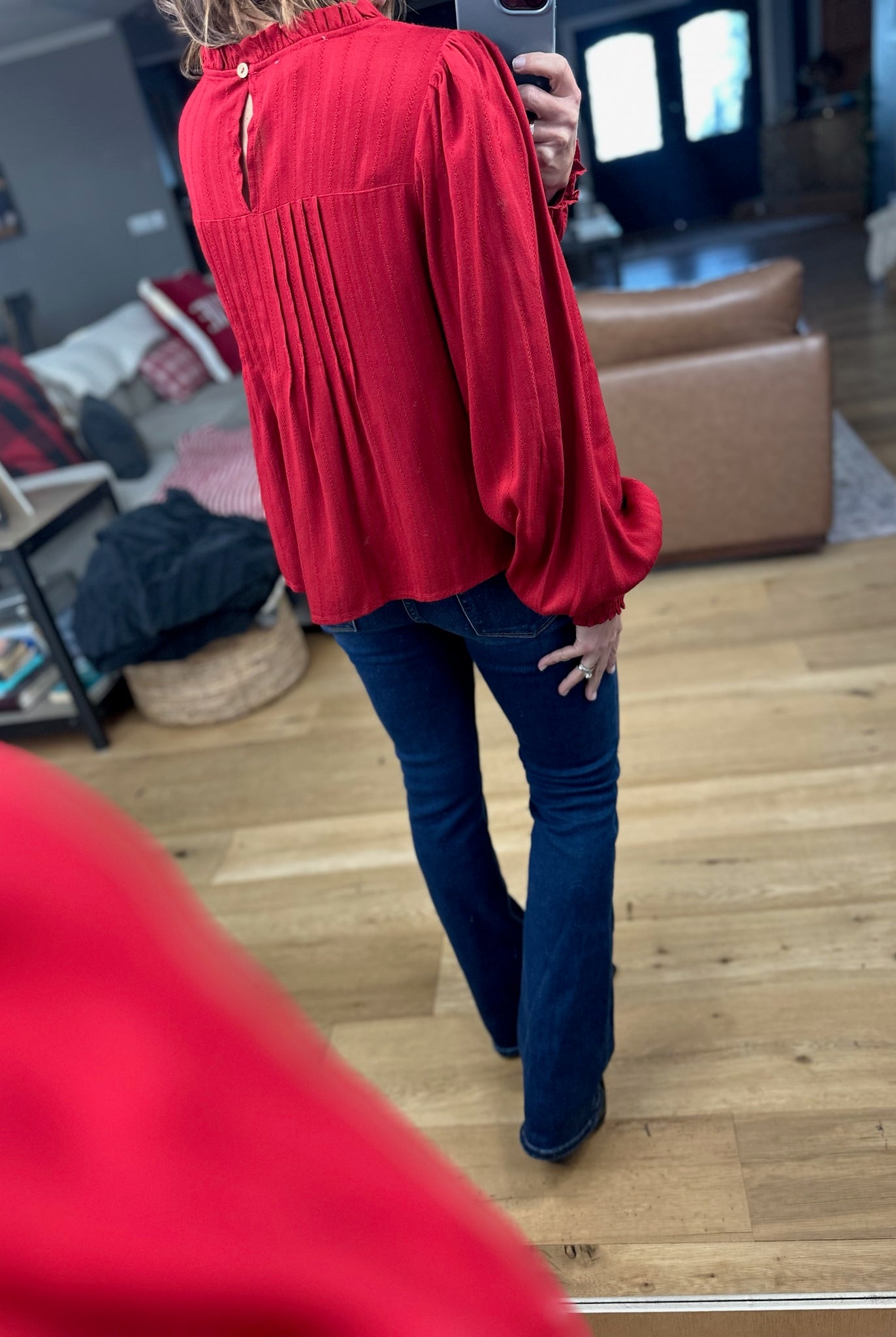 Cheers To You Pleated Top-Long Sleeves-Anniewear-Anna Kaytes Boutique, Women's Fashion Boutique in Grinnell, Iowa