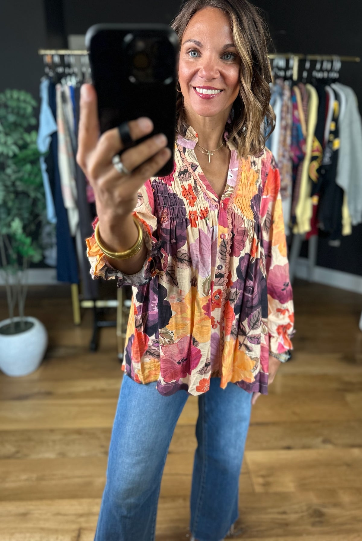 Learn The Truth Floral Top-Long Sleeves-Umgee-Anna Kaytes Boutique, Women's Fashion Boutique in Grinnell, Iowa
