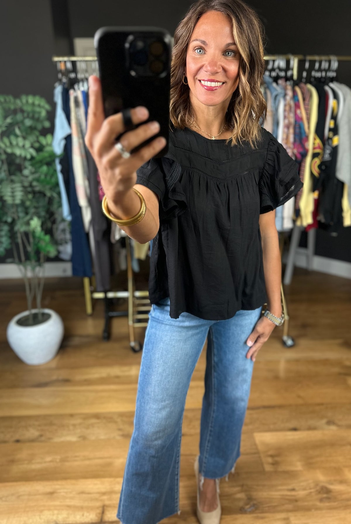 Another Side Of You Flutter-Sleeve Top-Short Sleeves-ee:some-Anna Kaytes Boutique, Women's Fashion Boutique in Grinnell, Iowa