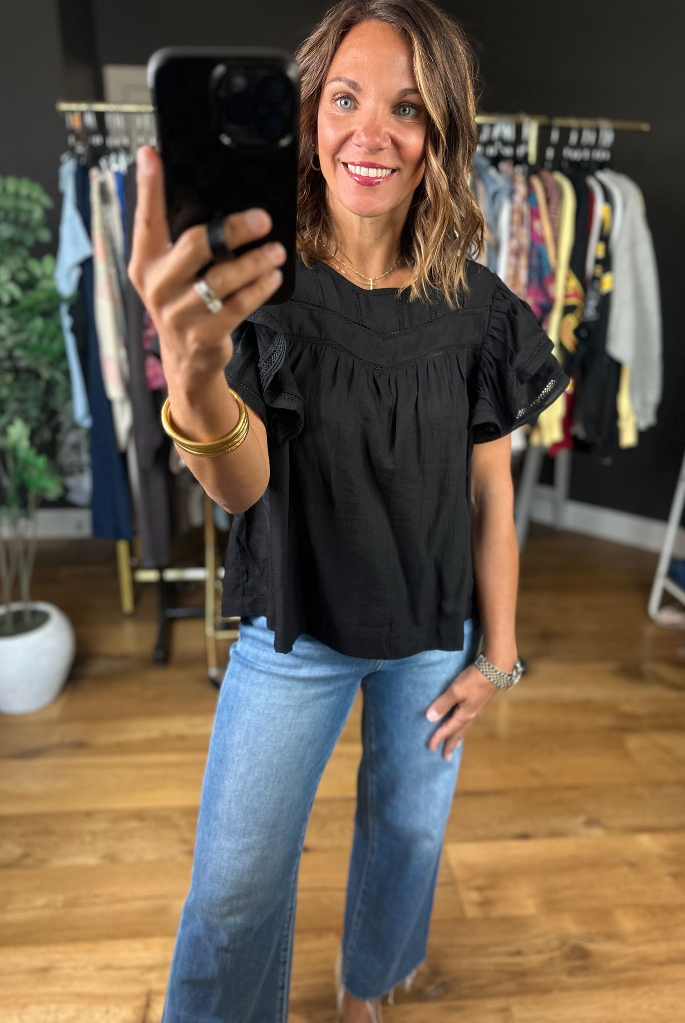 Another Side Of You Flutter-Sleeve Top-Short Sleeves-ee:some-Anna Kaytes Boutique, Women's Fashion Boutique in Grinnell, Iowa