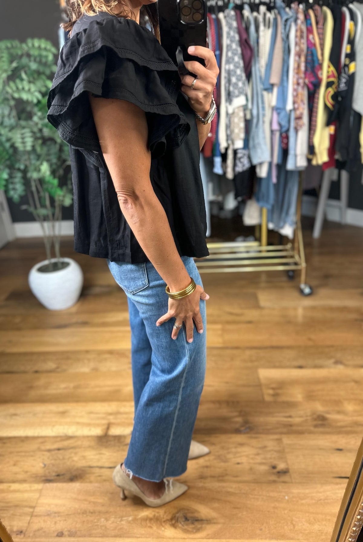 Another Side Of You Flutter-Sleeve Top-Short Sleeves-ee:some-Anna Kaytes Boutique, Women's Fashion Boutique in Grinnell, Iowa