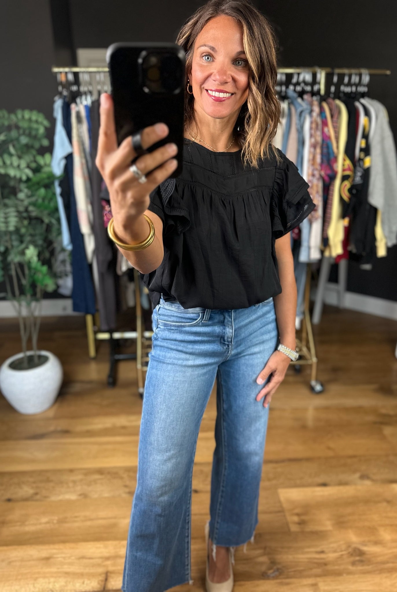 Another Side Of You Flutter-Sleeve Top-Short Sleeves-ee:some-Anna Kaytes Boutique, Women's Fashion Boutique in Grinnell, Iowa